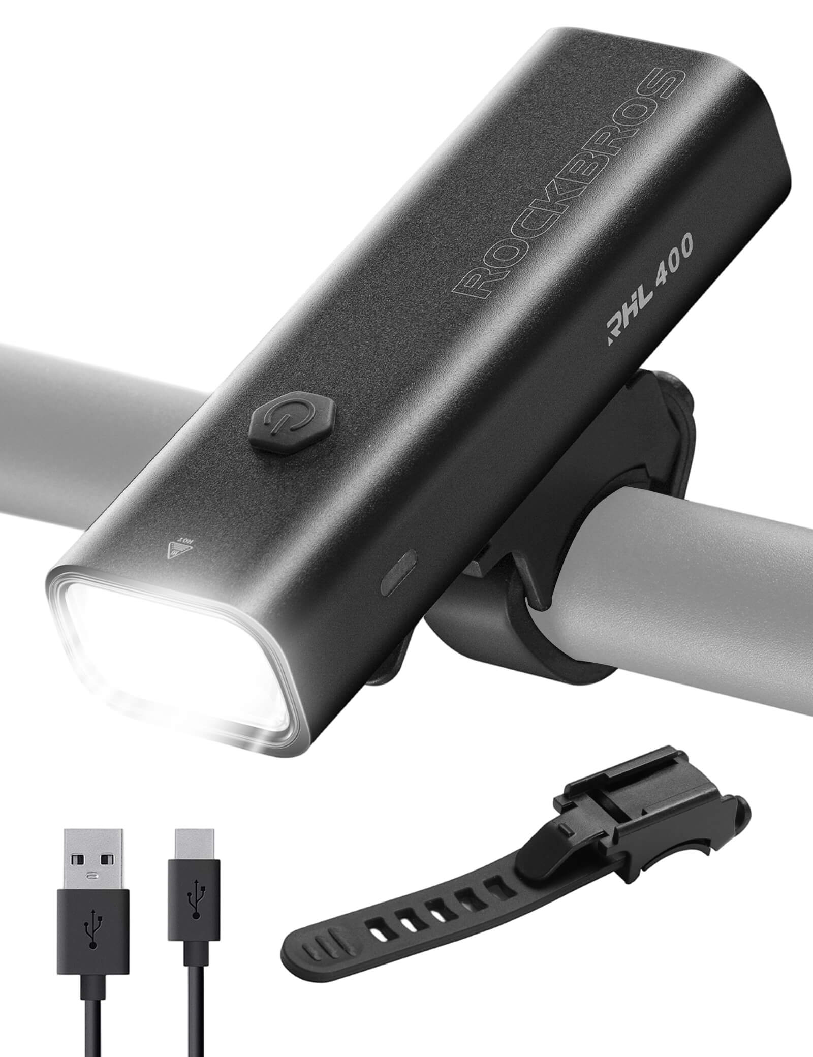 rockbros RHL400 high-lumen front light for night riding.
#option_400LM Black