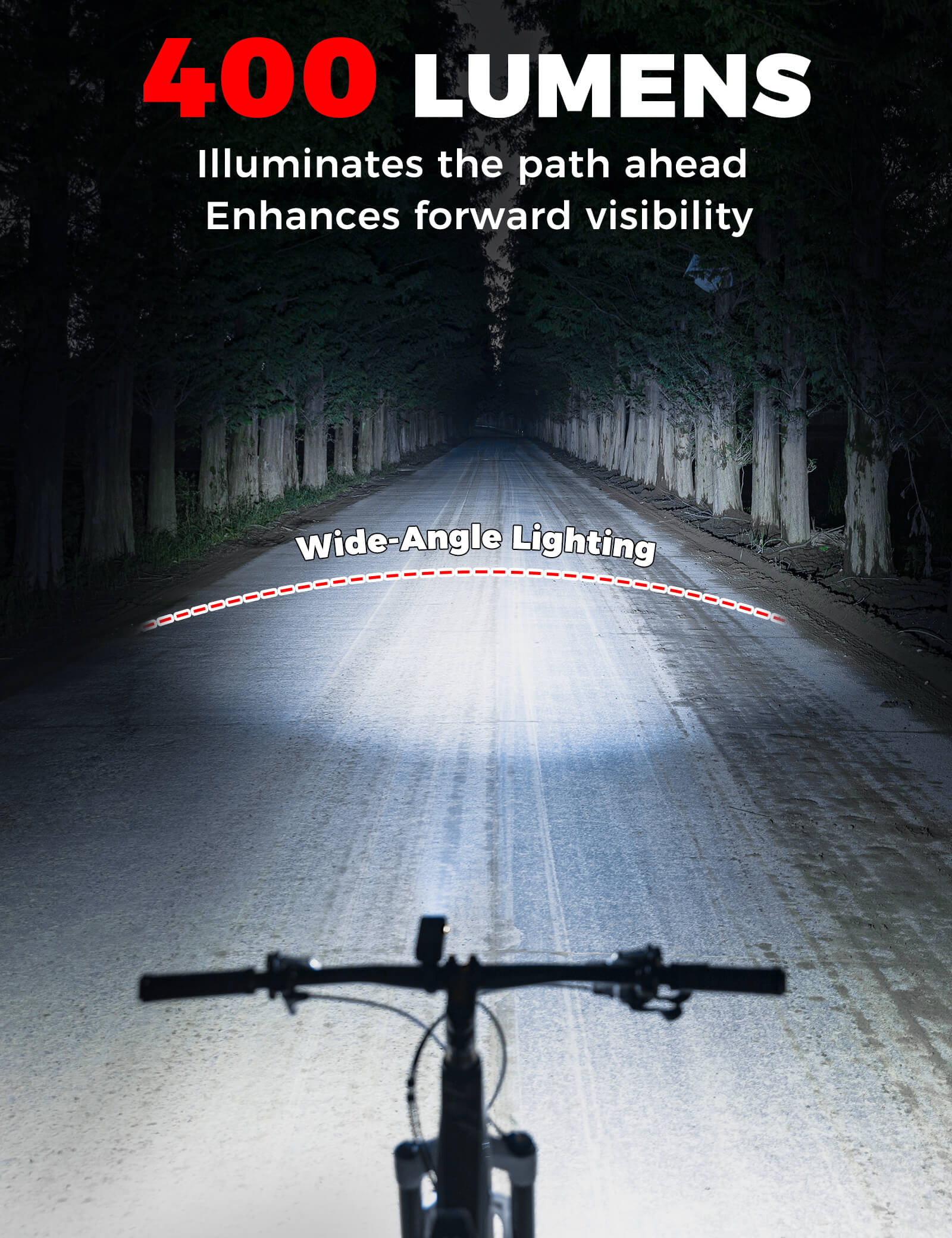 rockbros RHL400 high-lumen front light for night riding.
#option_400LM Black