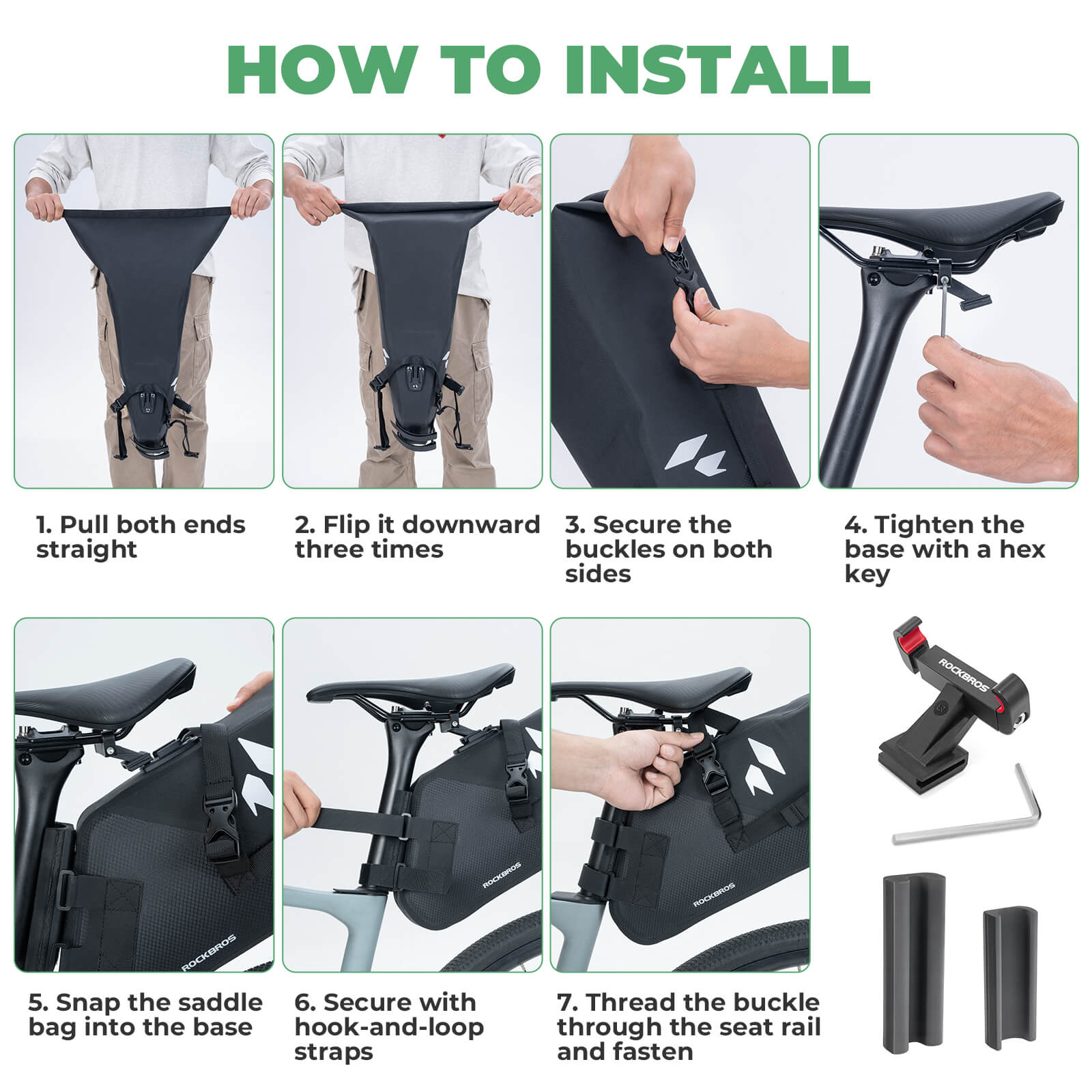 rockbros waterproof 13l saddle bag for rainy day cycling.