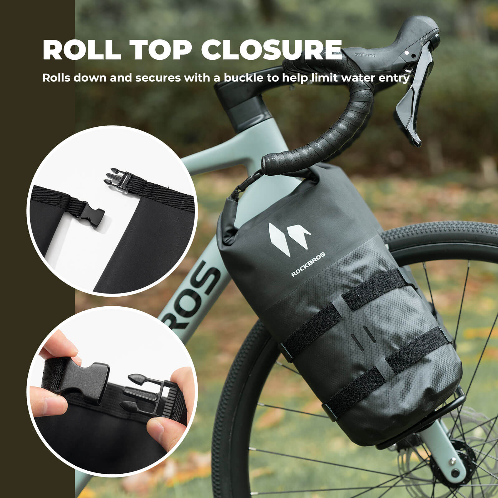ROCKBROS RideMate 7L waterproof front fork bag for bikepacking.