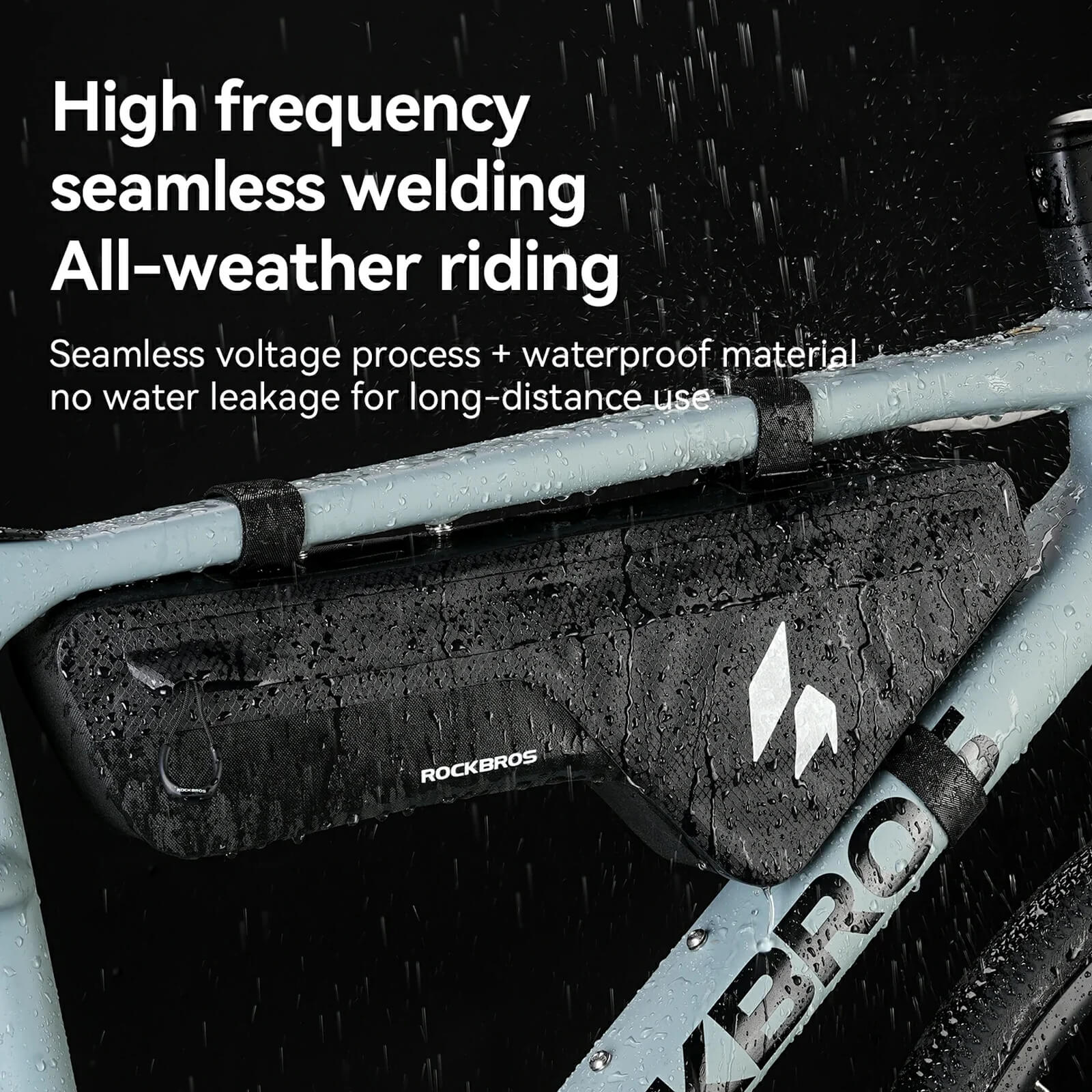 ROCKBROS rainproof bike bag protecting tools during rainy rides.