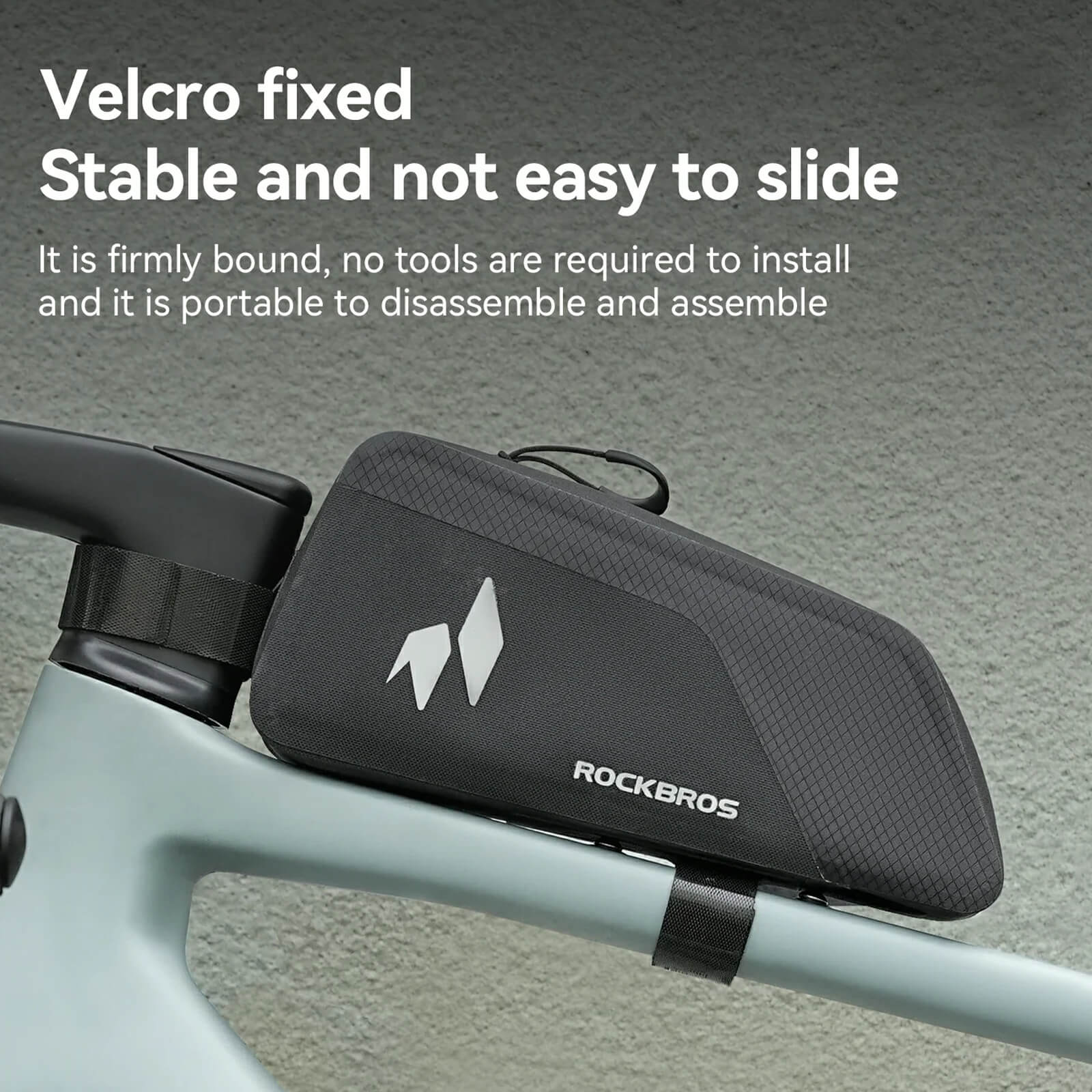 ROCKBROS rainproof cycling top tube bag for all-weather riding.