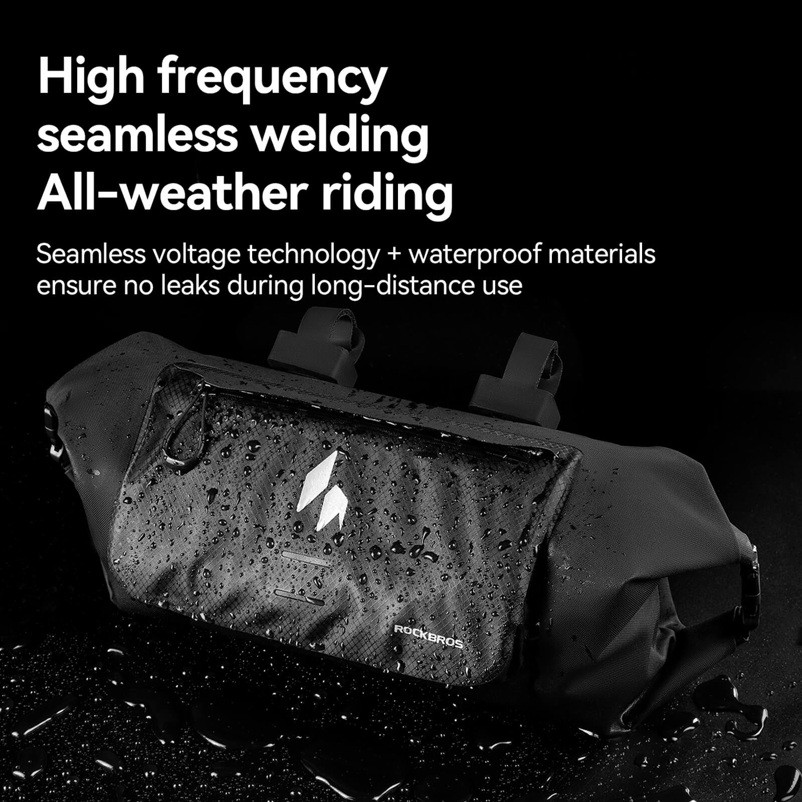 ROCKBROS waterproof 8l handlebar bag for rainy day cycling.