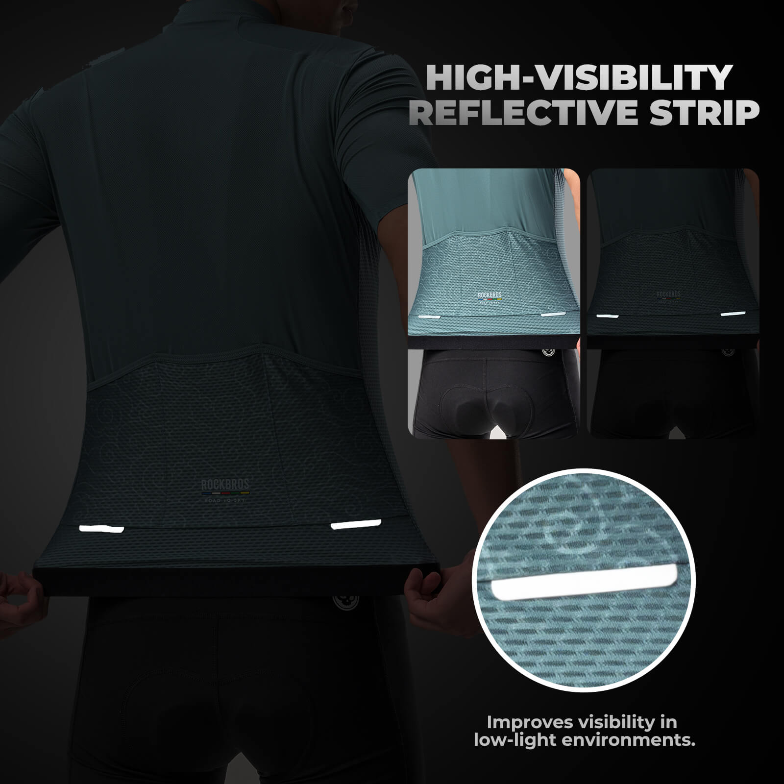 rockbros road to sky men's cycling t-shirt breathable fabric.
#color_icy cloud grey