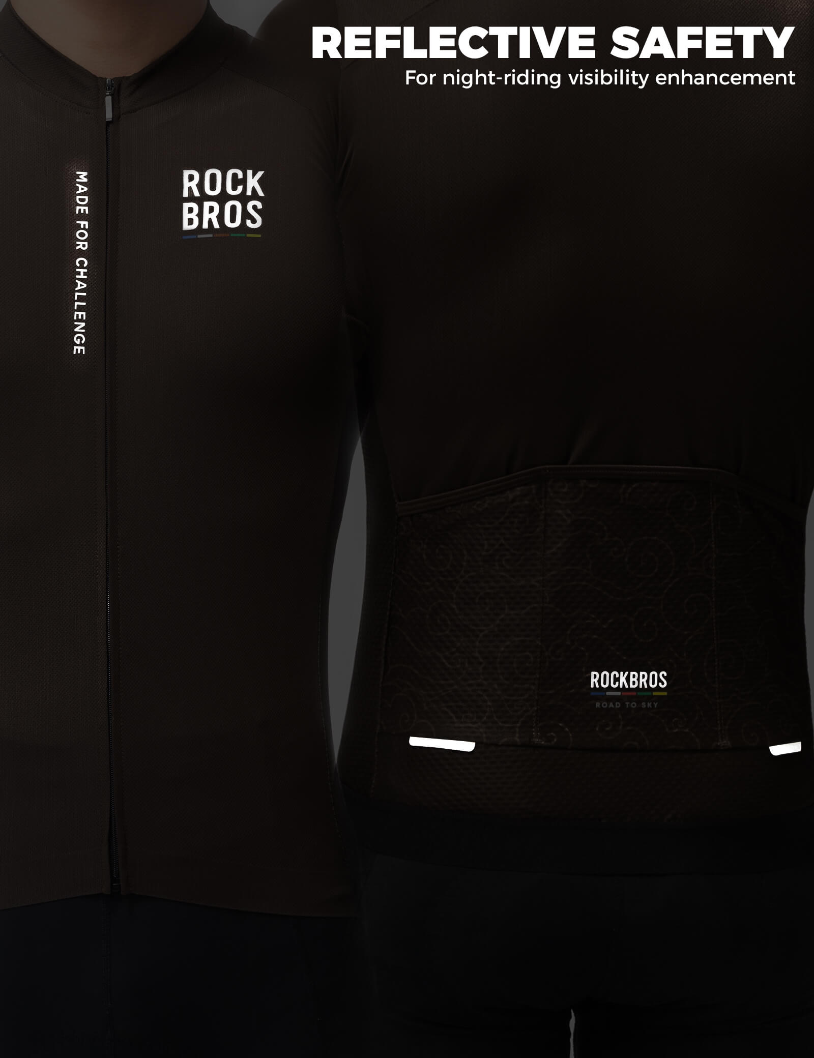 ROCKBROS Road to Sky moisture wicking long sleeve cycling jersey for road biking