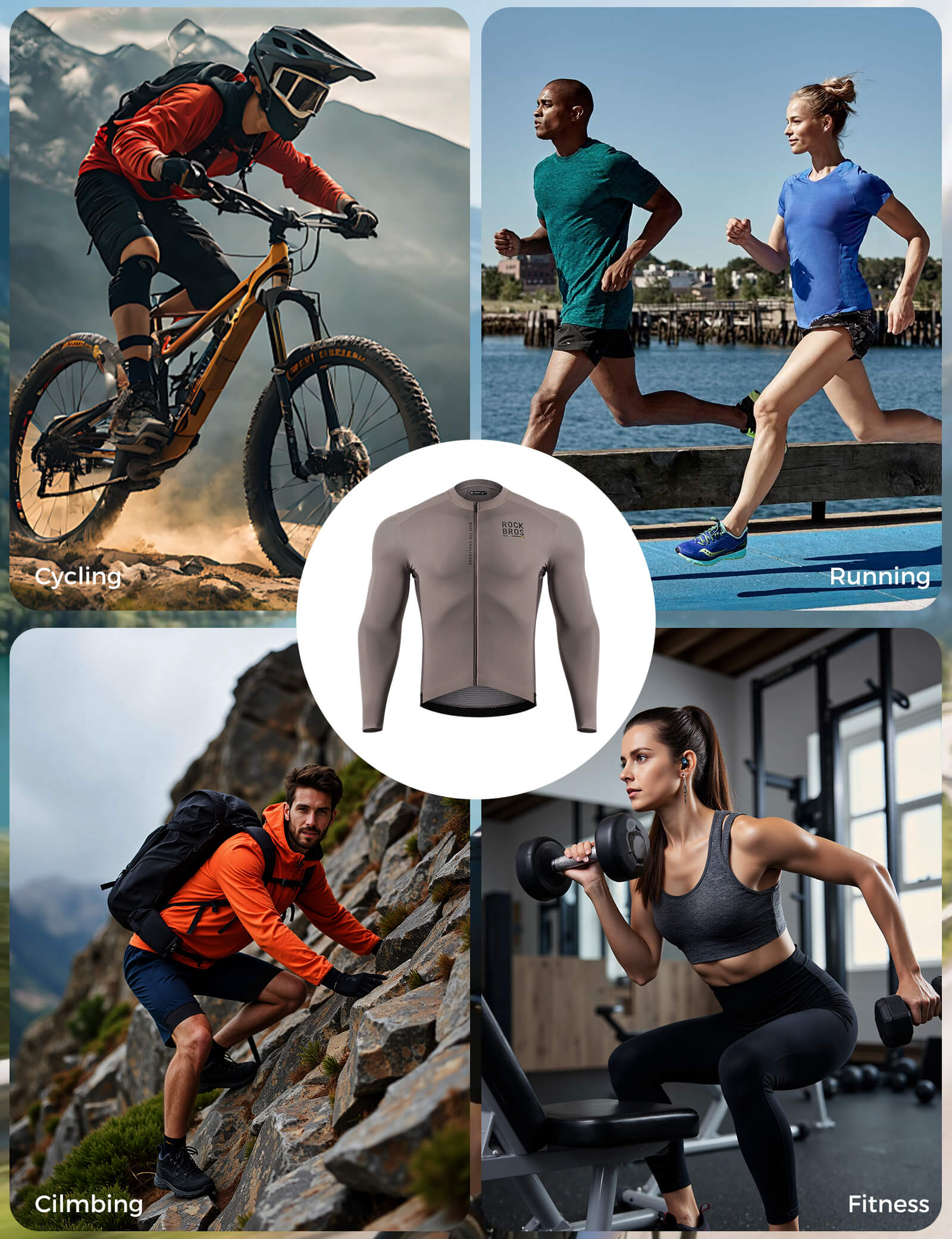 ROCKBROS Road to Sky moisture wicking long sleeve cycling jersey for road biking