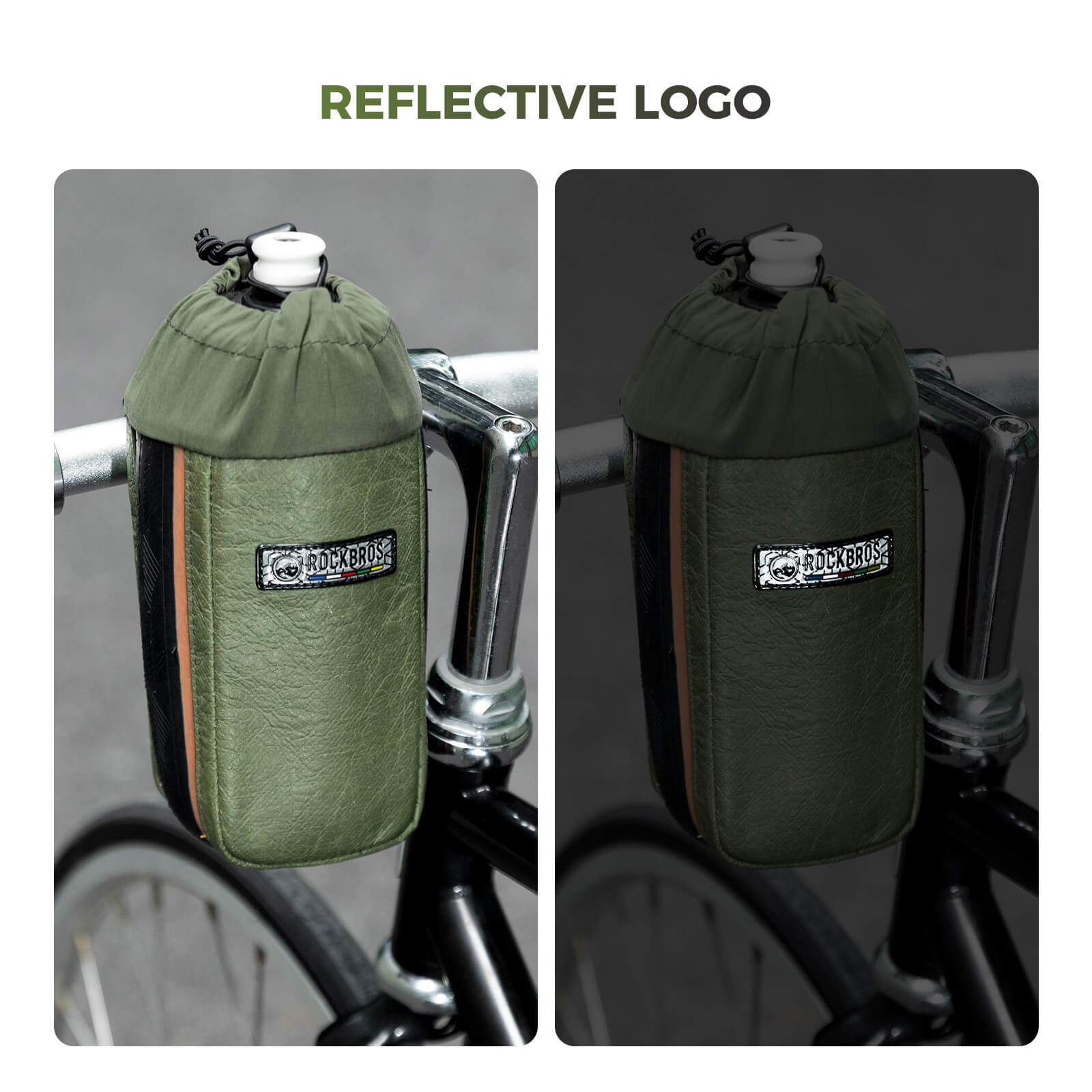 ROCKBROS ROAD TO SKY 0.8L Upcycled Tire Rubber Bike Bottle Bag, Eco-Friendly & Scuff-Proof Handlebar Pouch for MTB & Road Cycling.