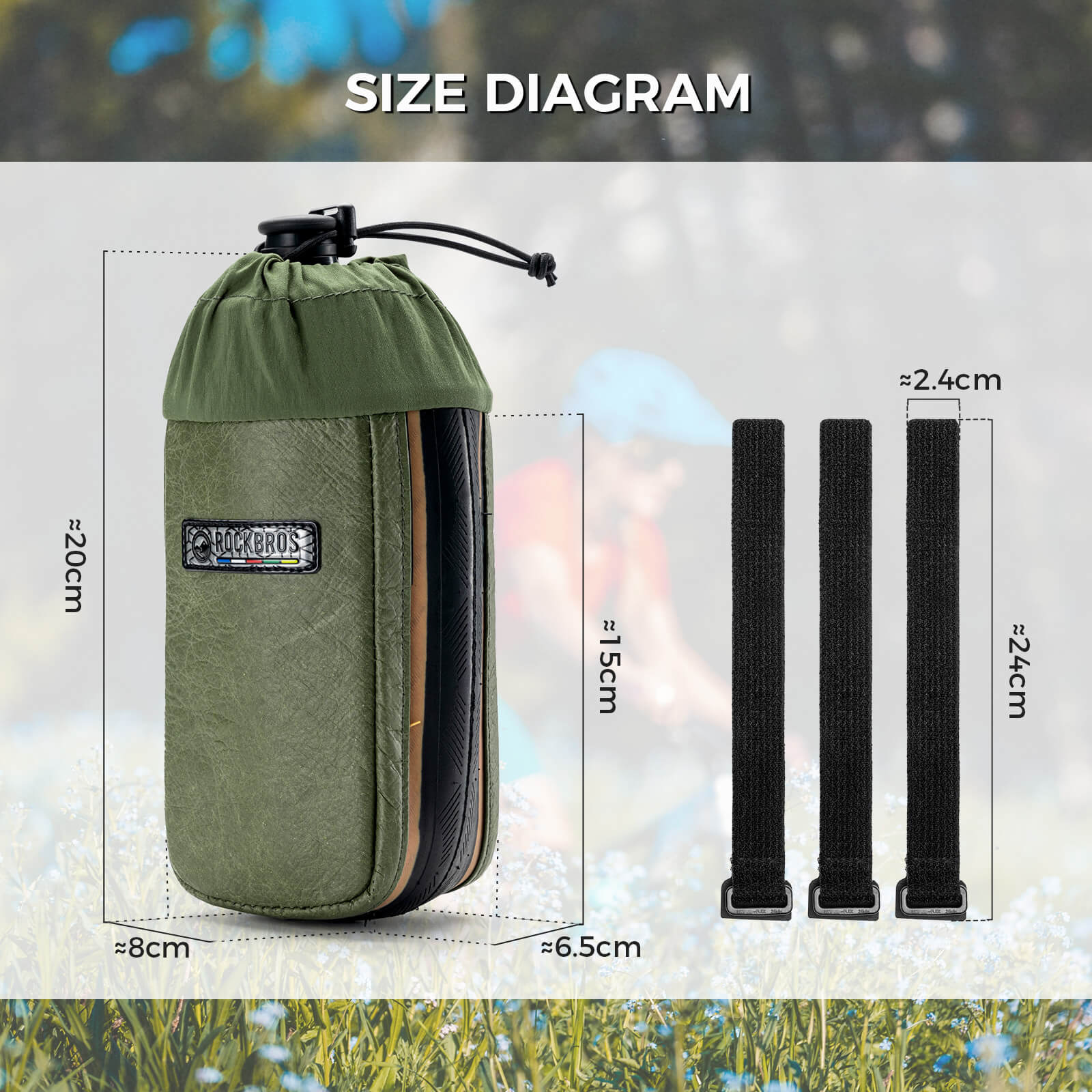 ROCKBROS ROAD TO SKY 0.8L Upcycled Tire Rubber Bike Bottle Bag, Eco-Friendly & Scuff-Proof Handlebar Pouch for MTB & Road Cycling.