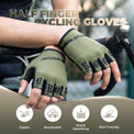 rockbros breathable summer cycling gloves for road and mountain biking
#color_black green