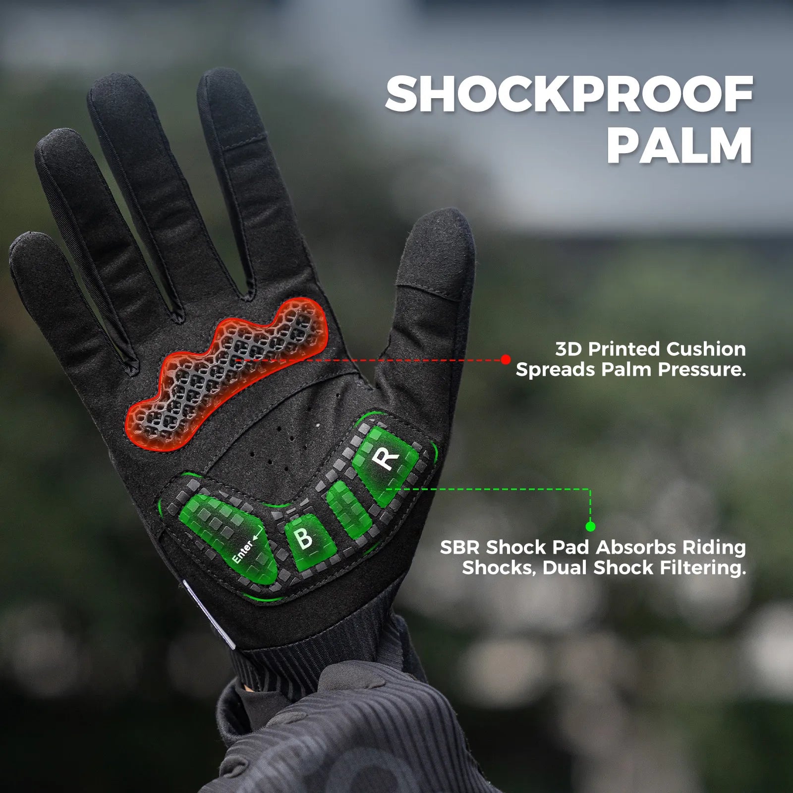 ROCKBROS S405 3D full finger cycling gloves in black, touchscreen compatible and breathable.
#color_black