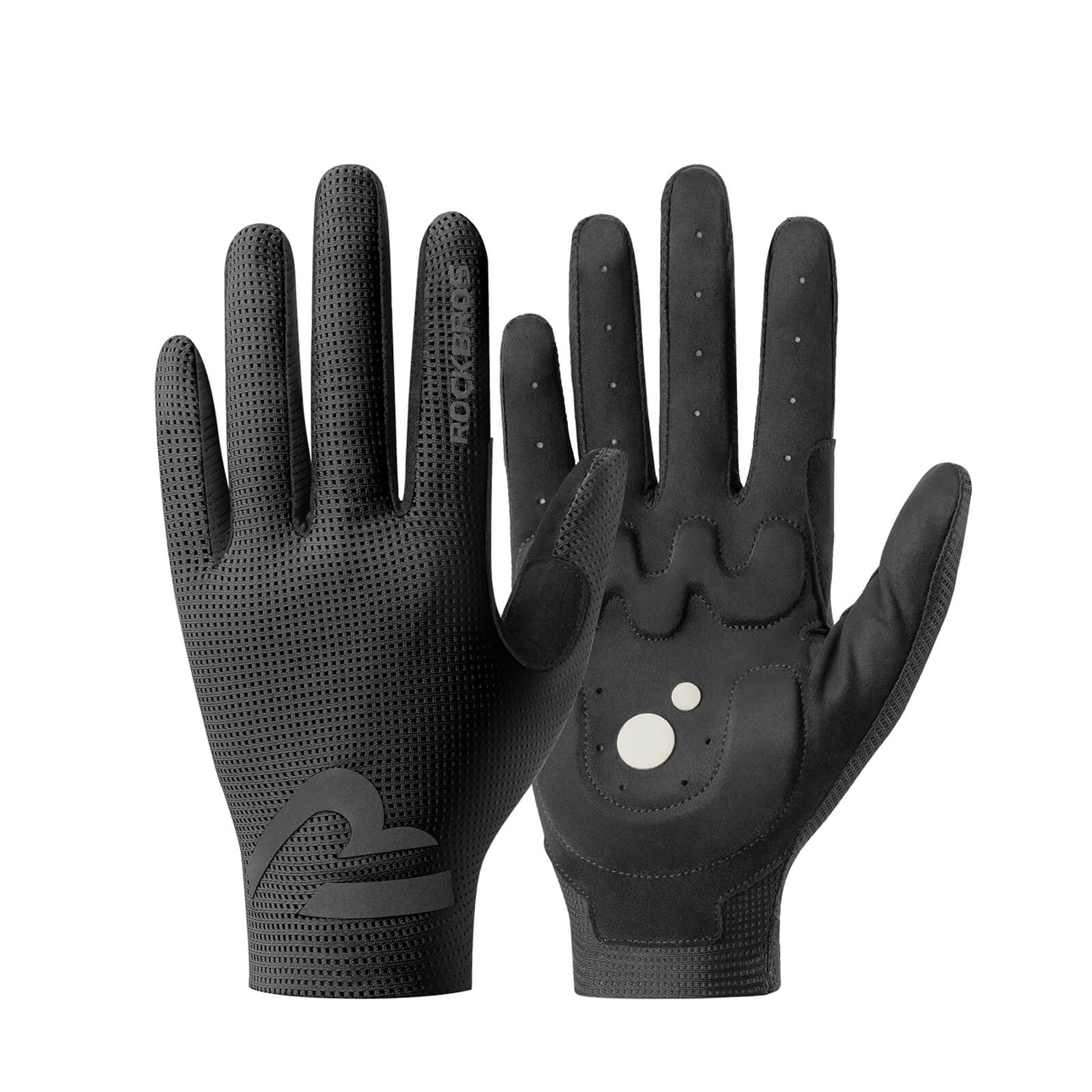 rockbros sbr padded full finger cycling gloves for mountain biking.
#color_black