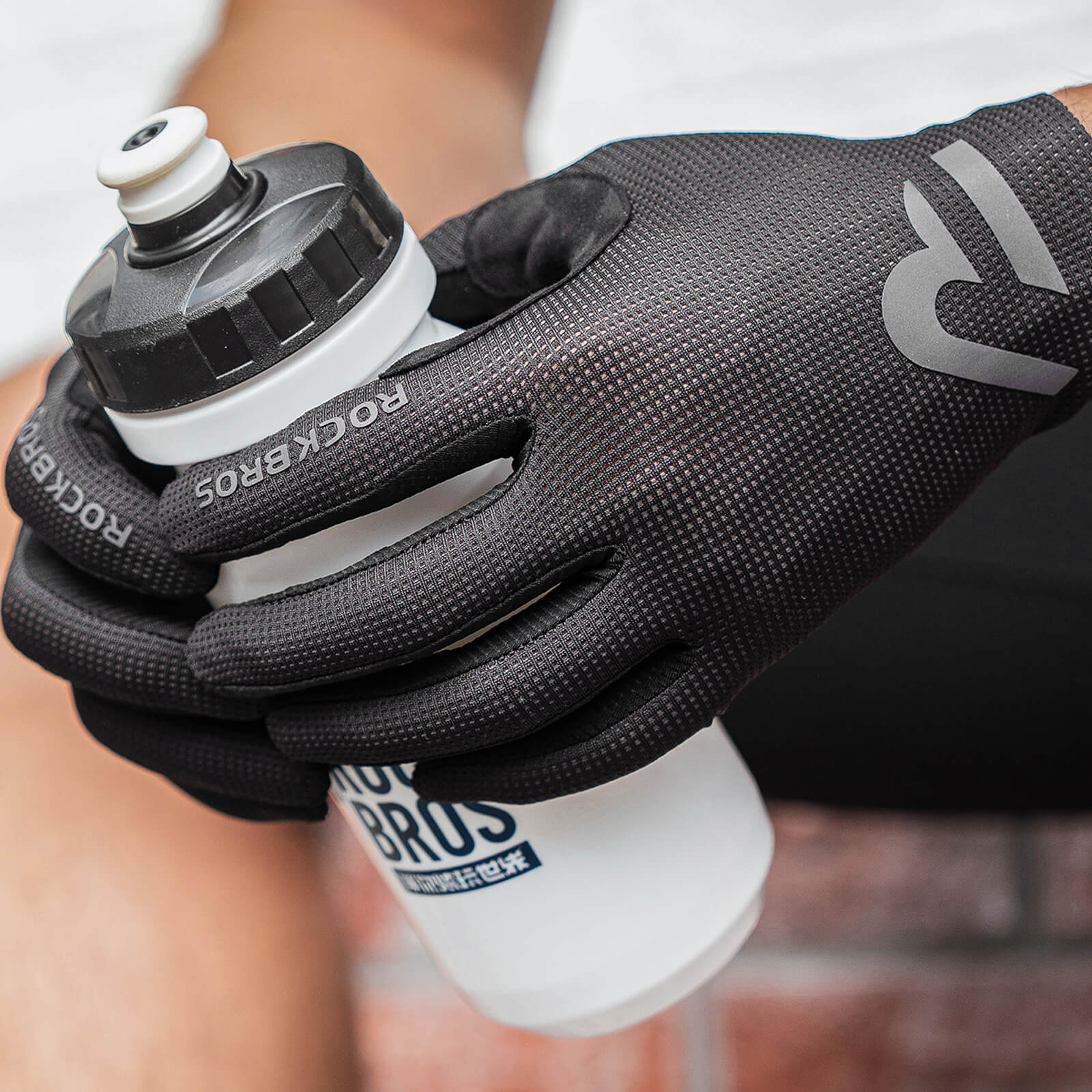 rockbros sbr padded full finger cycling gloves for mountain biking.
#color_black