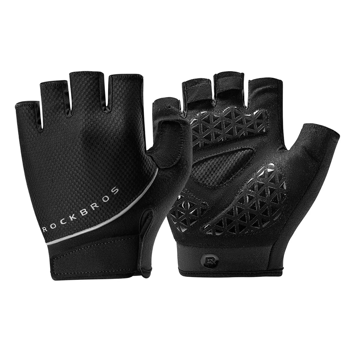 ROCKBROS S424 summer half-finger cycling gloves with breathable design.
#colour_black
