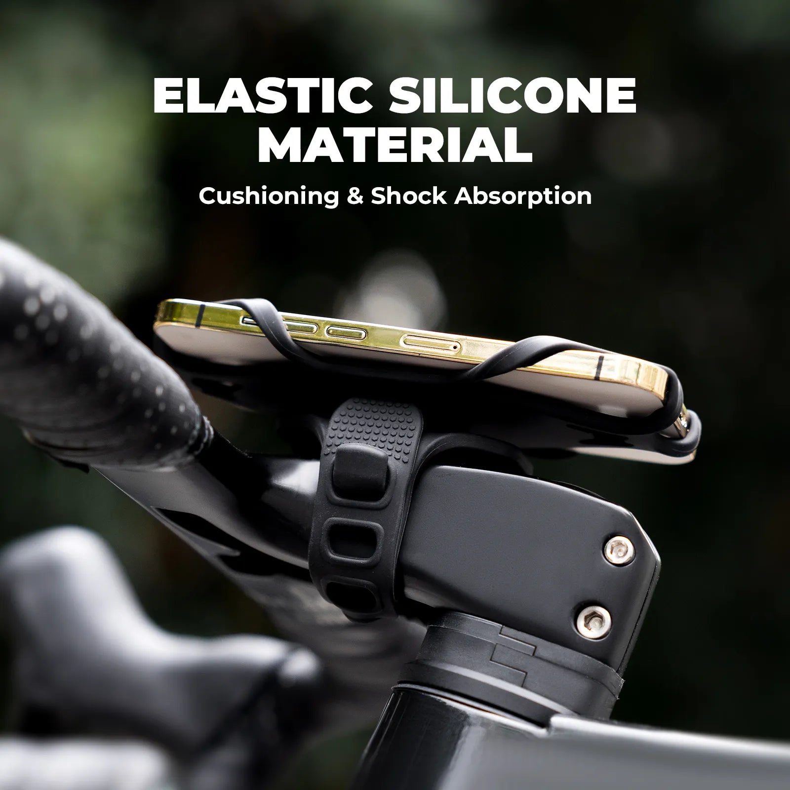 ROCKBROS silicone bike phone mount compatible with 4 to 7 inch smartphones, universal bicycle handlebar cell phone holder