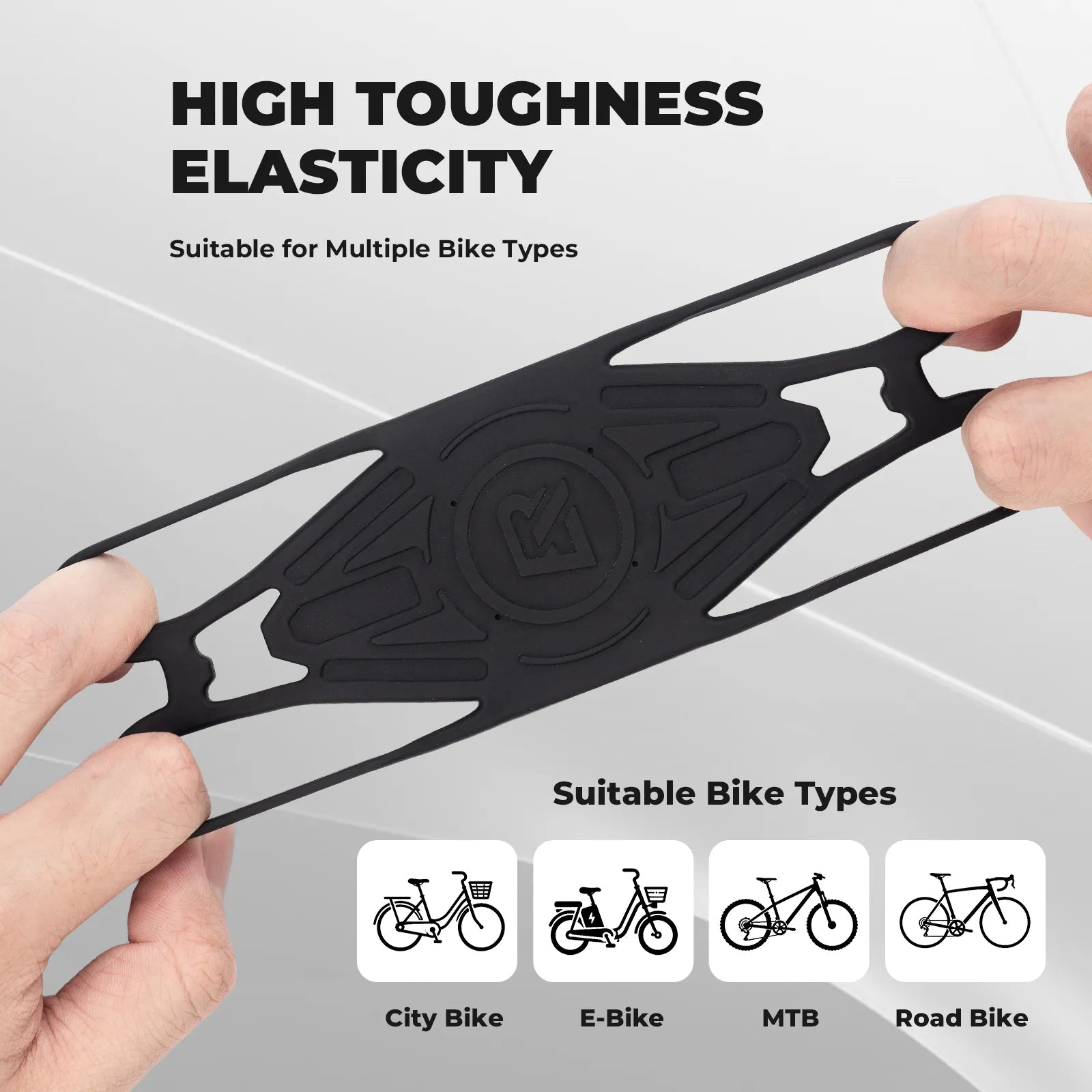 ROCKBROS silicone bike phone mount compatible with 4 to 7 inch smartphones, universal bicycle handlebar cell phone holder