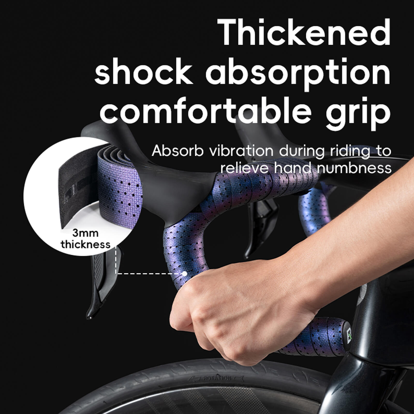 rockbros non-slip silicone pu bike handlebar tape for road bikes.
#color_silicone black