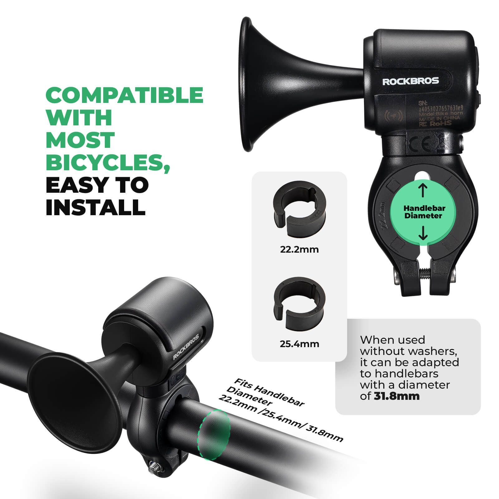 rockbros 120dB bike alarm for cycling security and theft alert.
#color_black