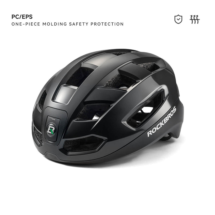 rockbros smart dual-light bike helmet for night cycling
