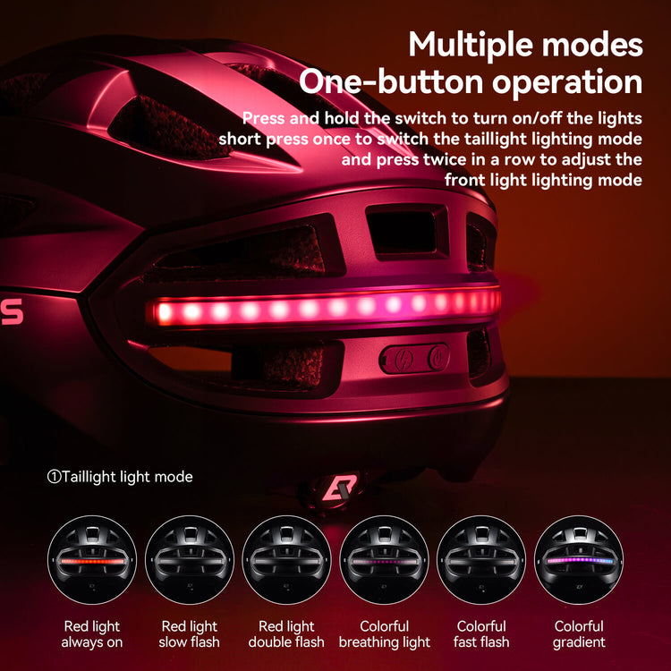 rockbros smart dual-light bike helmet for night cycling