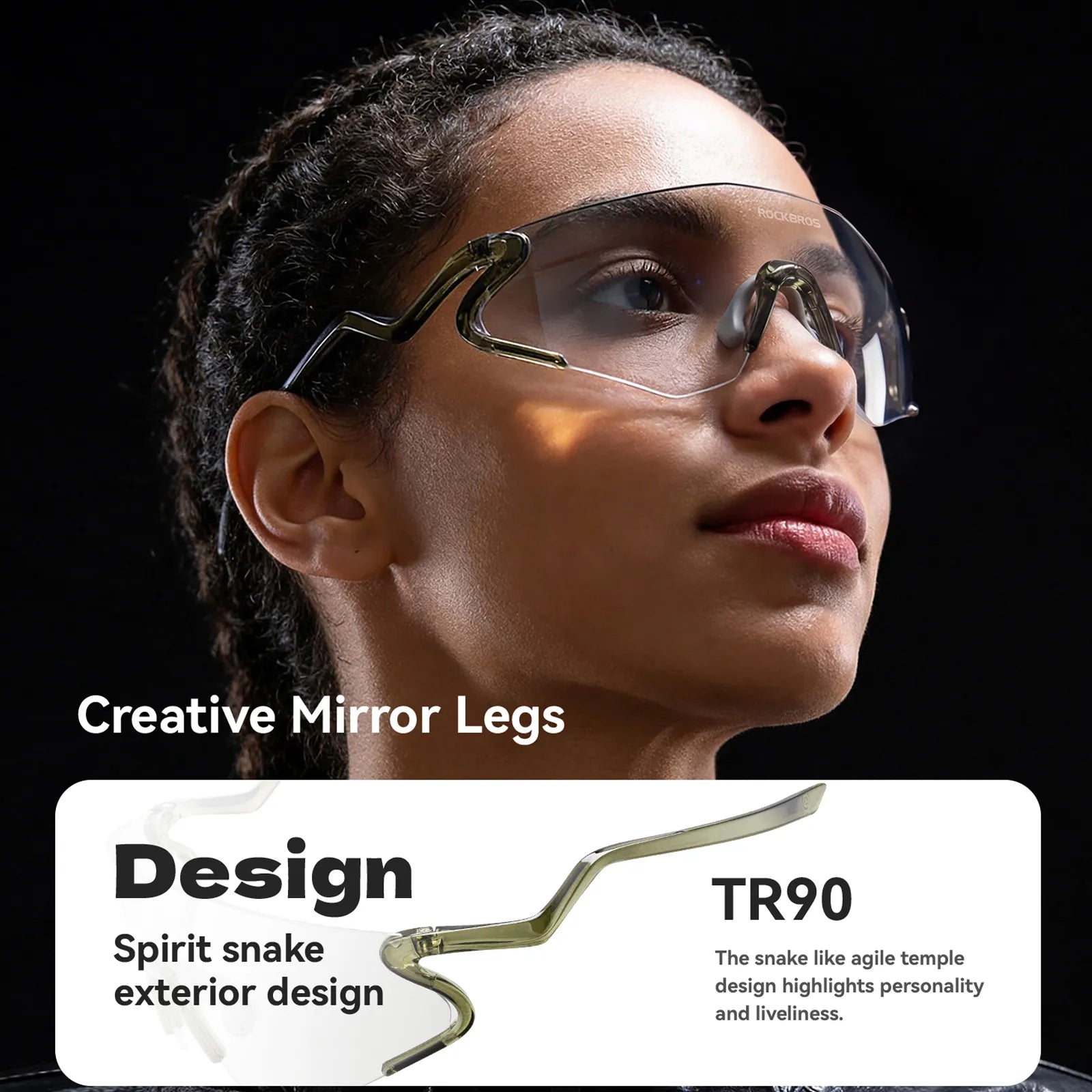 ROCKBROS SnakeLine Photochromic Cycling Glasses with Myopia Frame and Clear-to-Smoke Lens.
#color_beige