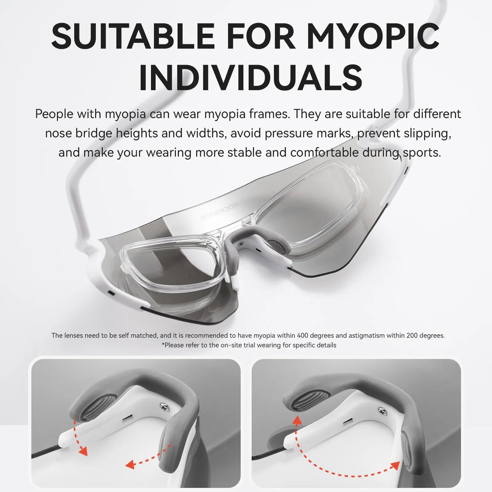 ROCKBROS SnakeLine Photochromic Cycling Glasses with Myopia Frame and Clear-to-Smoke Lens.
#color_purple