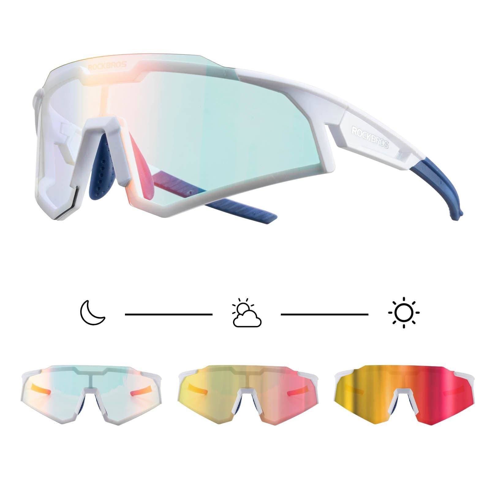 ROCKBROS Photochromic Goggle Cycling Sunglasses Sport Road Mountain Bike Glasses
#Style_White Photochromic