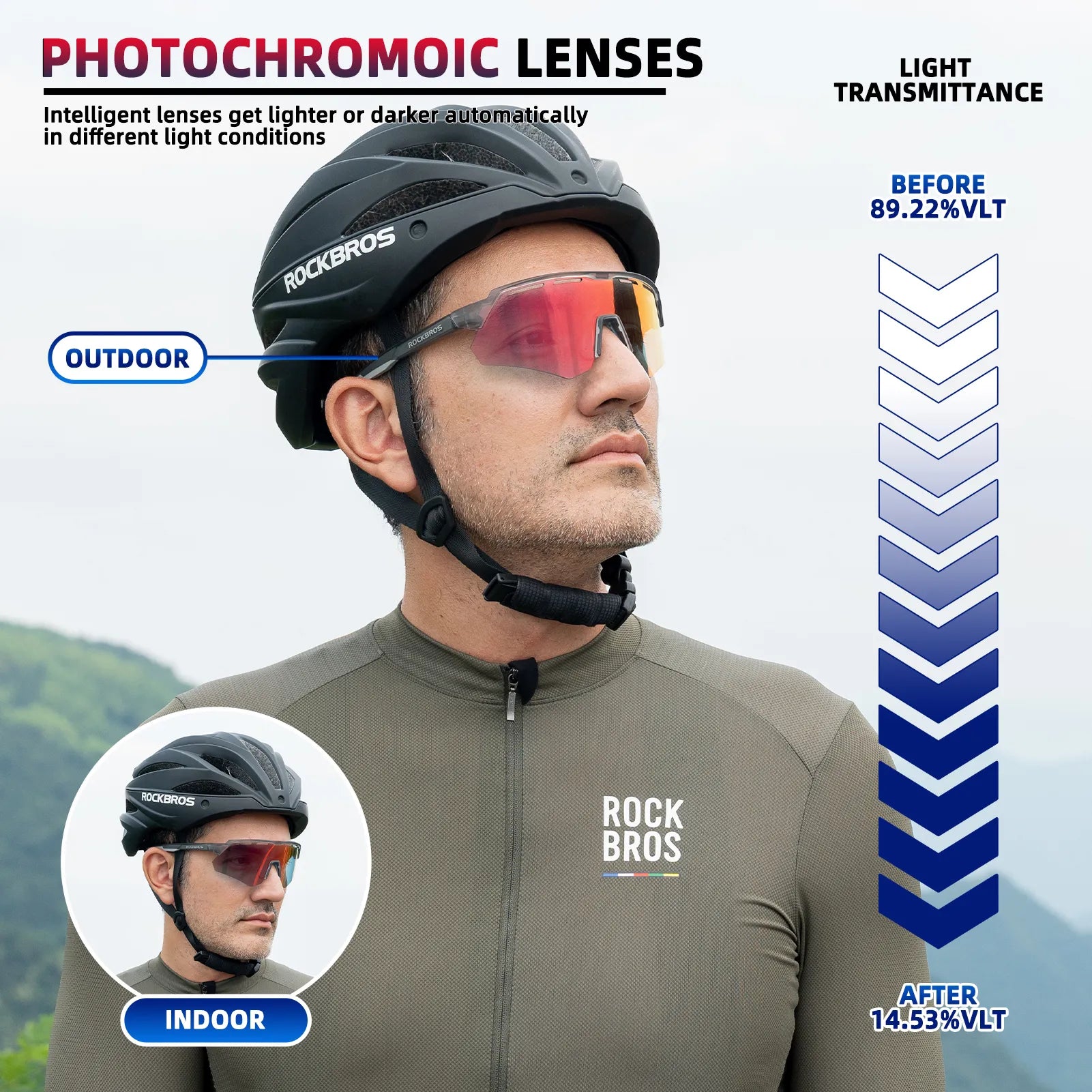 ROCKBROS SP246 oversized photochromic cycling sunglasses with 4 interchangeable lenses.
#color_grey