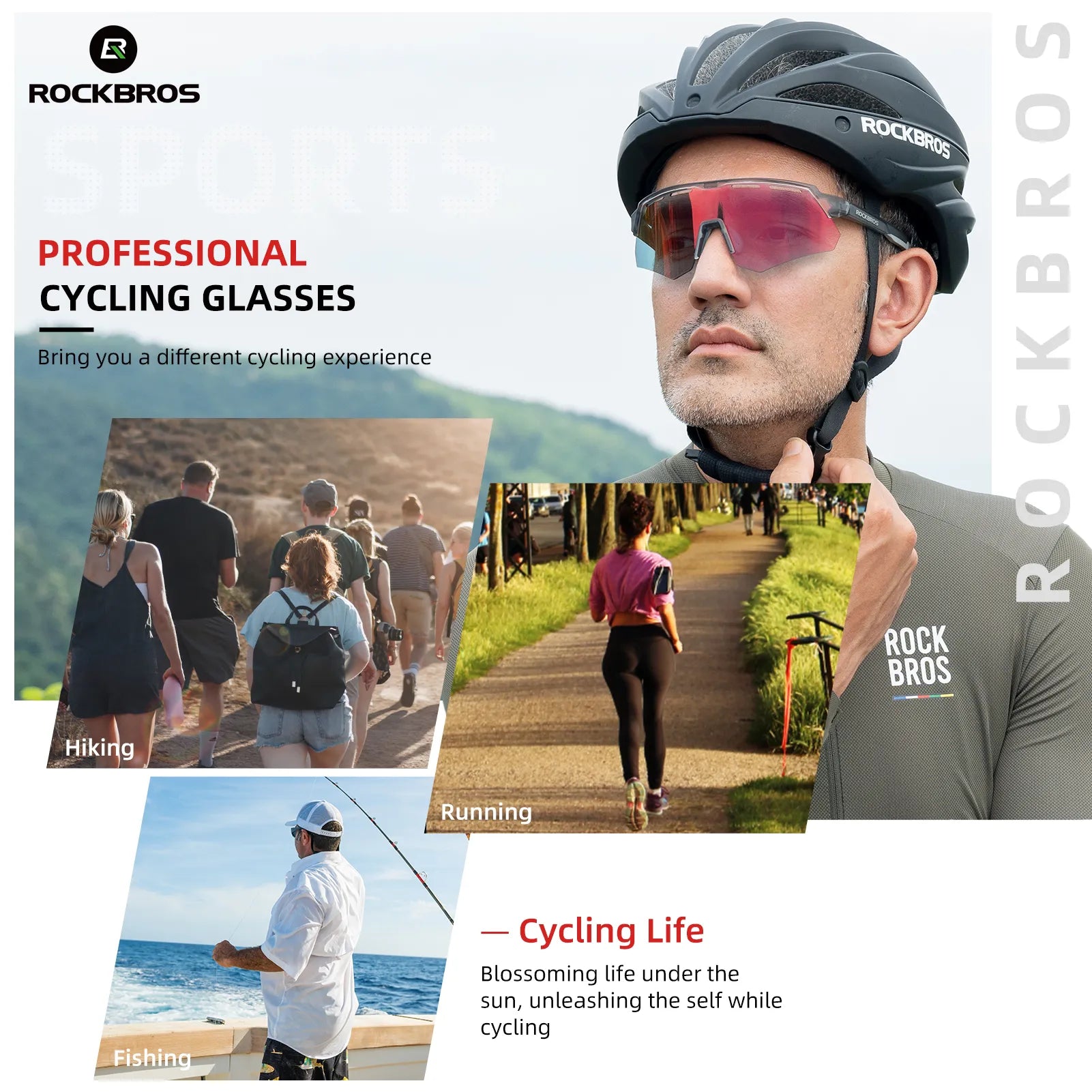 ROCKBROS SP246 oversized photochromic cycling sunglasses with 4 interchangeable lenses.
#color_grey