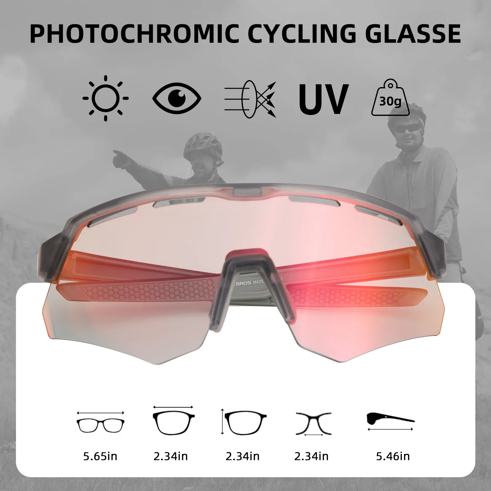 ROCKBROS SP246 oversized photochromic cycling sunglasses with 4 interchangeable lenses.
#color_grey