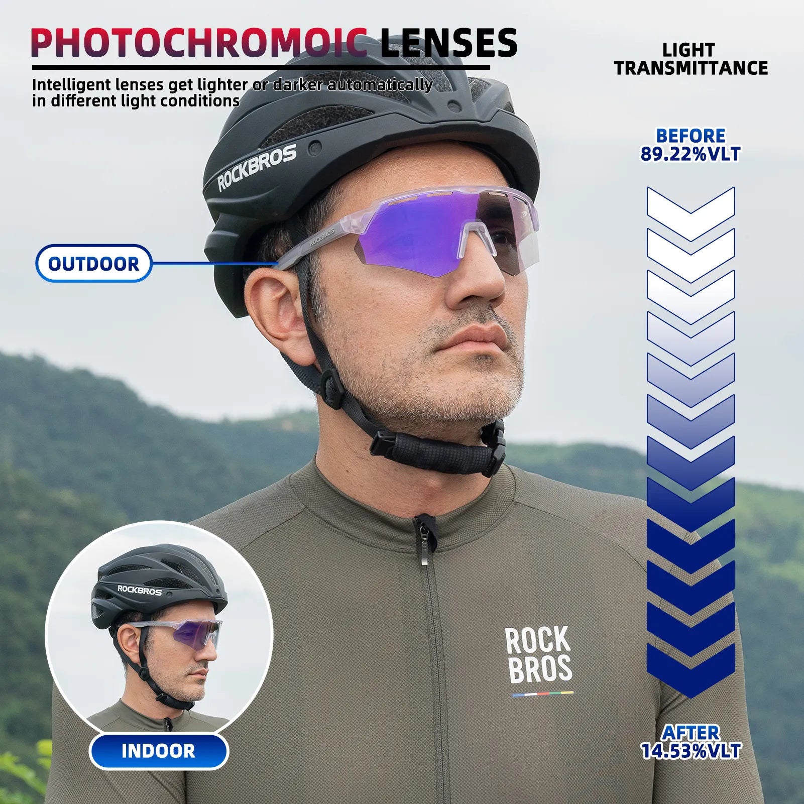 ROCKBROS SP246 oversized photochromic cycling sunglasses with 4 interchangeable lenses.
#color_pale violet