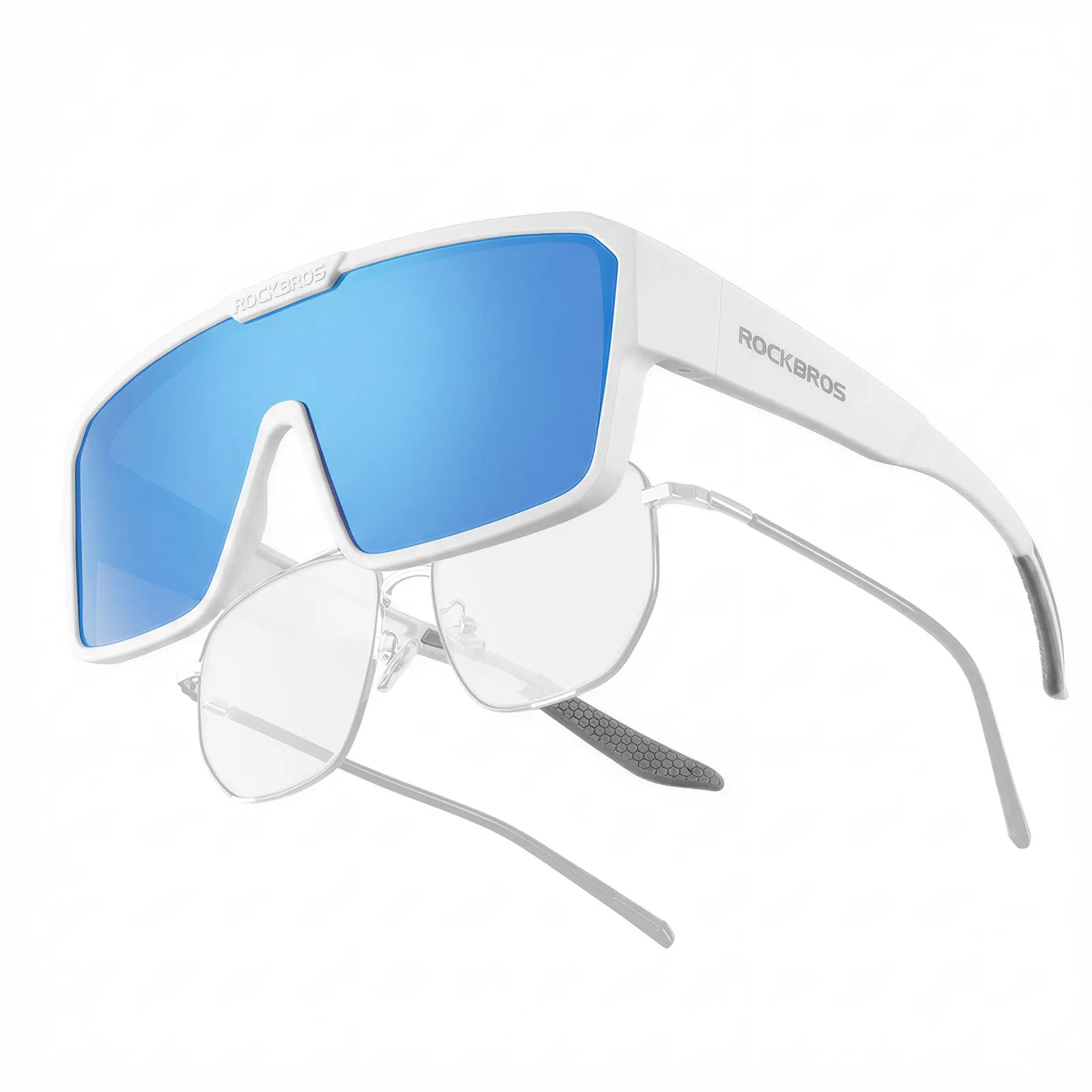 ROCKBROS SP348 polarized fit over cycling sunglasses for prescription glasses wearers, UV400 protection.
#color_white