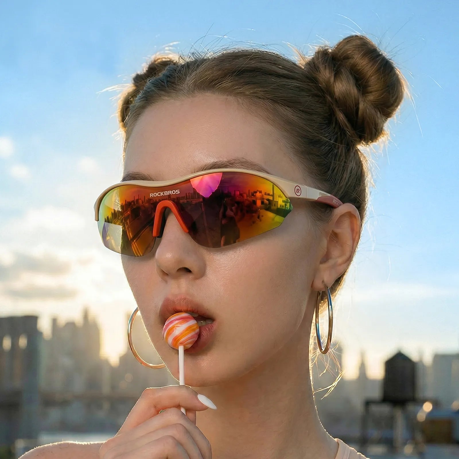 ROCKBROS SP402 Polarized Cycling Sunglasses with Matte Black Frame for Men and Women.
#color_beige