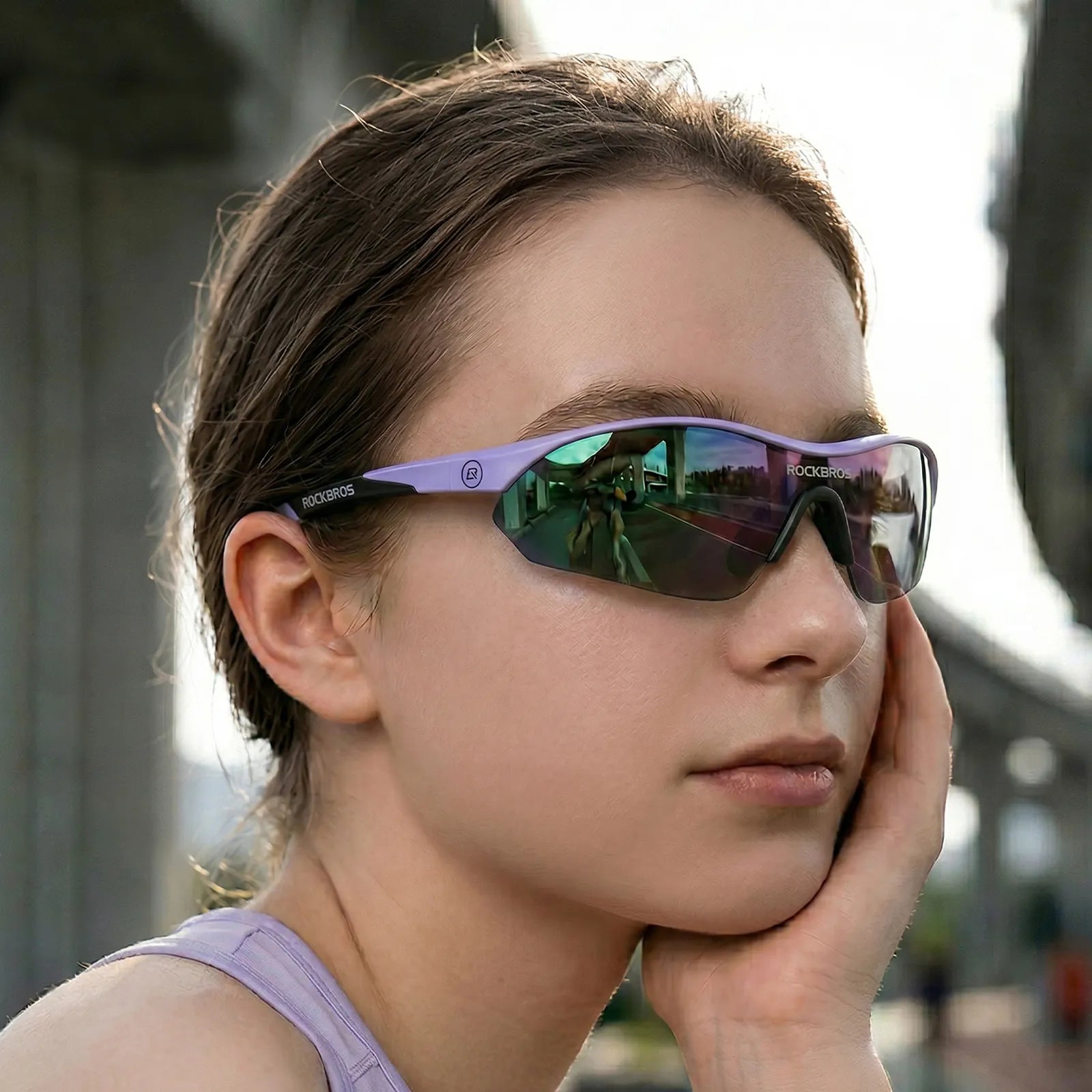 ROCKBROS SP402 Polarized Cycling Sunglasses with Matte Black Frame for Men and Women.
#color_purple