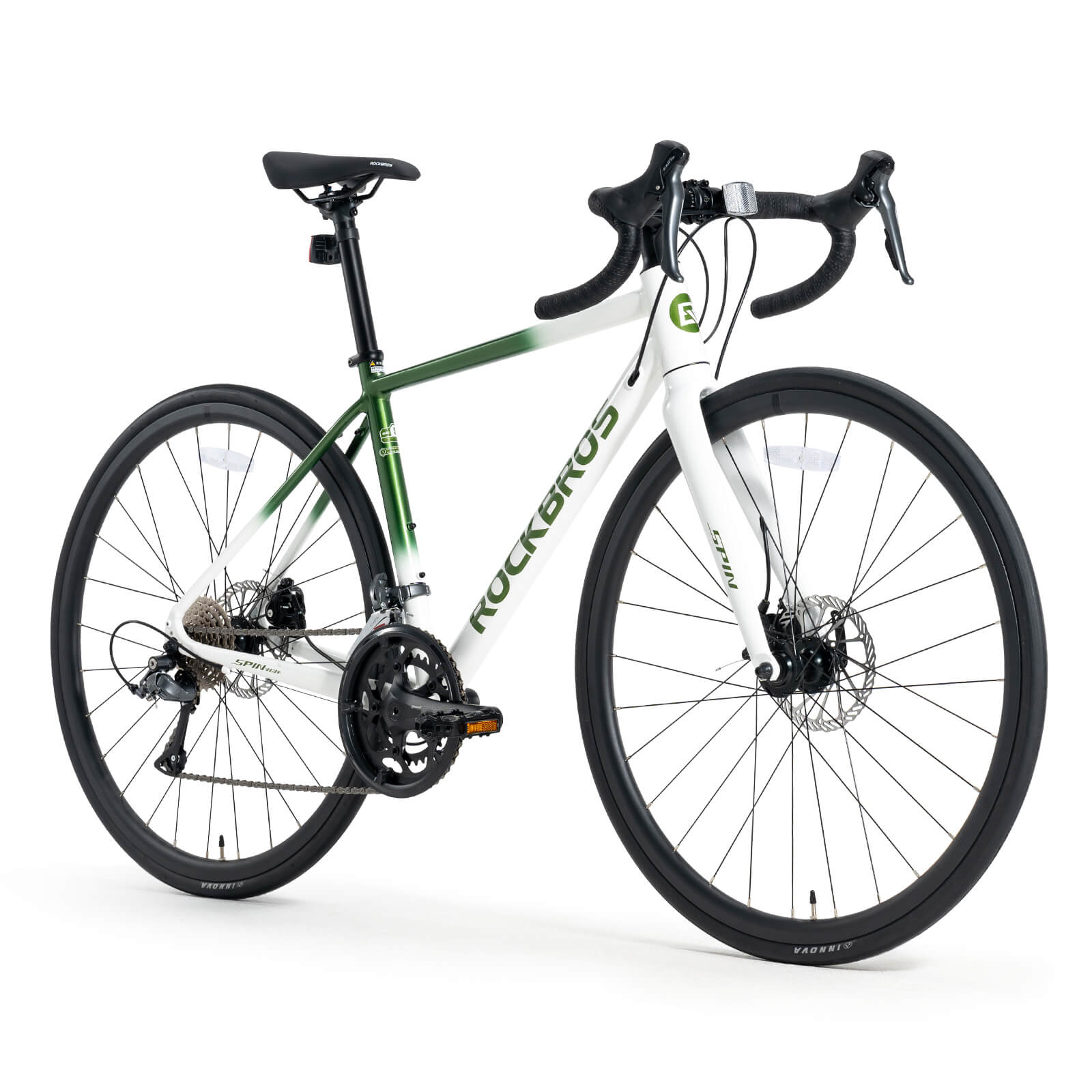 Rockbros Spin-W2M lightweight aluminum road bike for professional racing.
#color_green