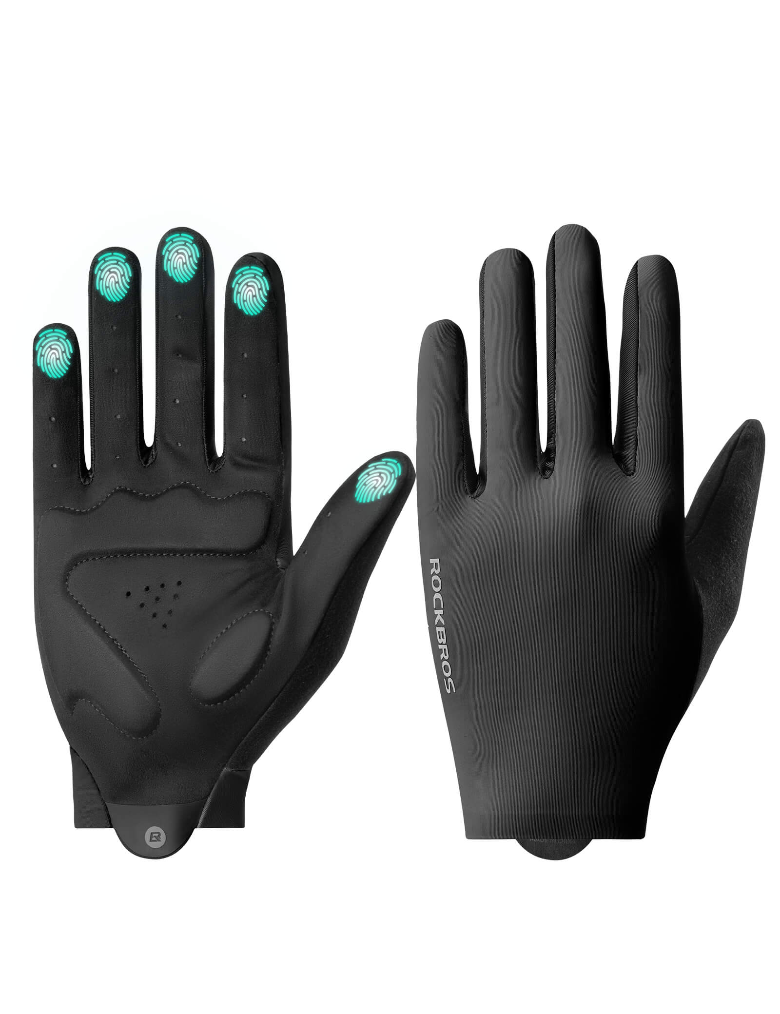 rockbros lightweight full-finger cycling gloves for summer riding.
#color_black
