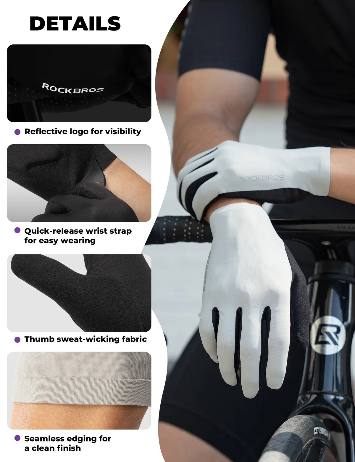 ROCKBROS full-finger cycling gloves with SBR shock absorption.
#colour_grey
