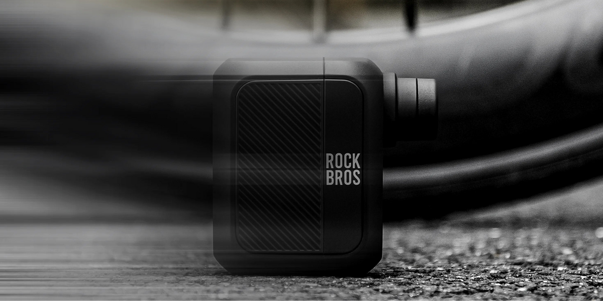 ROCKBROS portable electric bike pump demonstration for bicycle tyre inflation