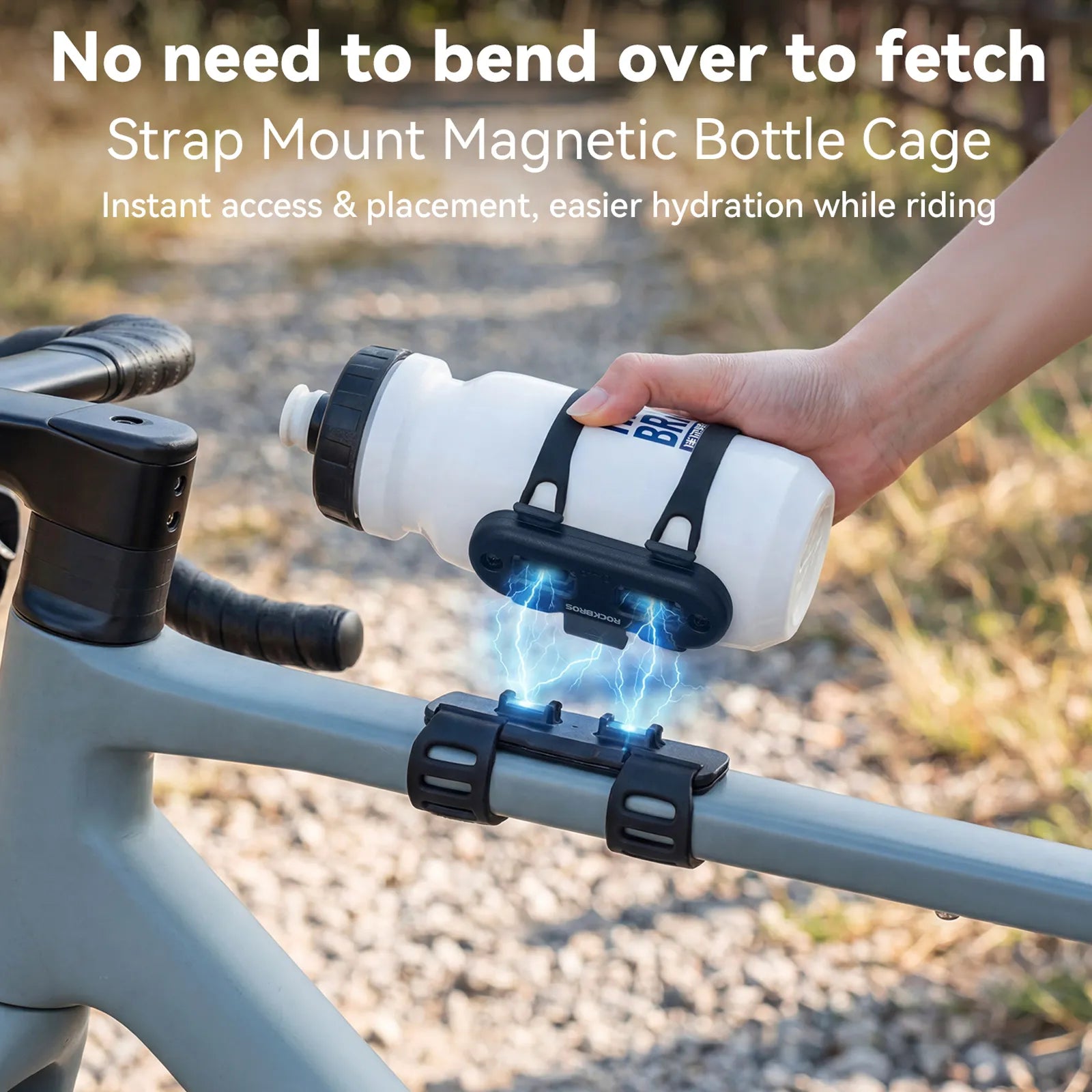 rockbros magnetic strap-on bike bottle cage for quick release and easy mounting.
#options_Strong Hold