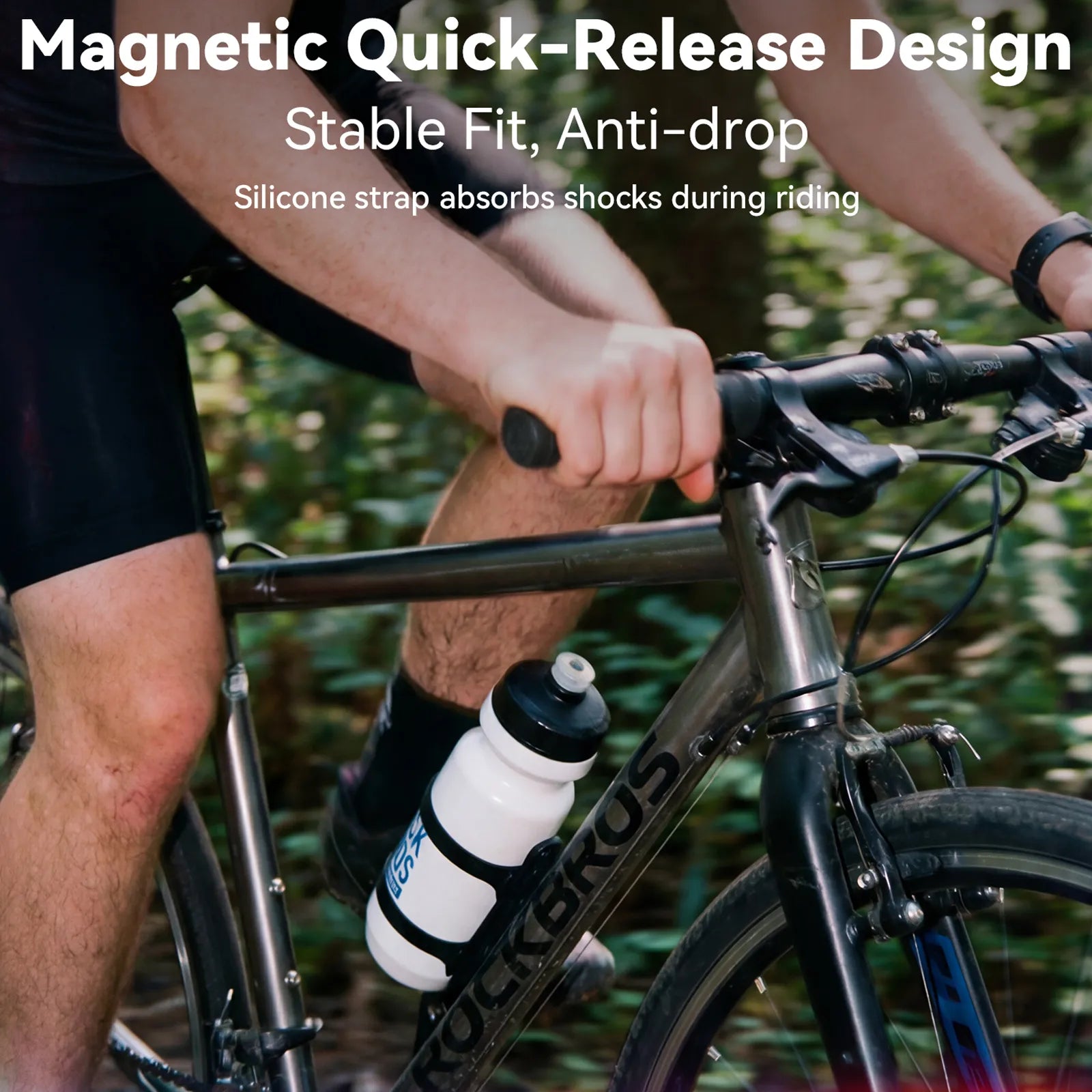 rockbros magnetic strap-on bike bottle cage for quick release and easy mounting.
#options_Strong Hold