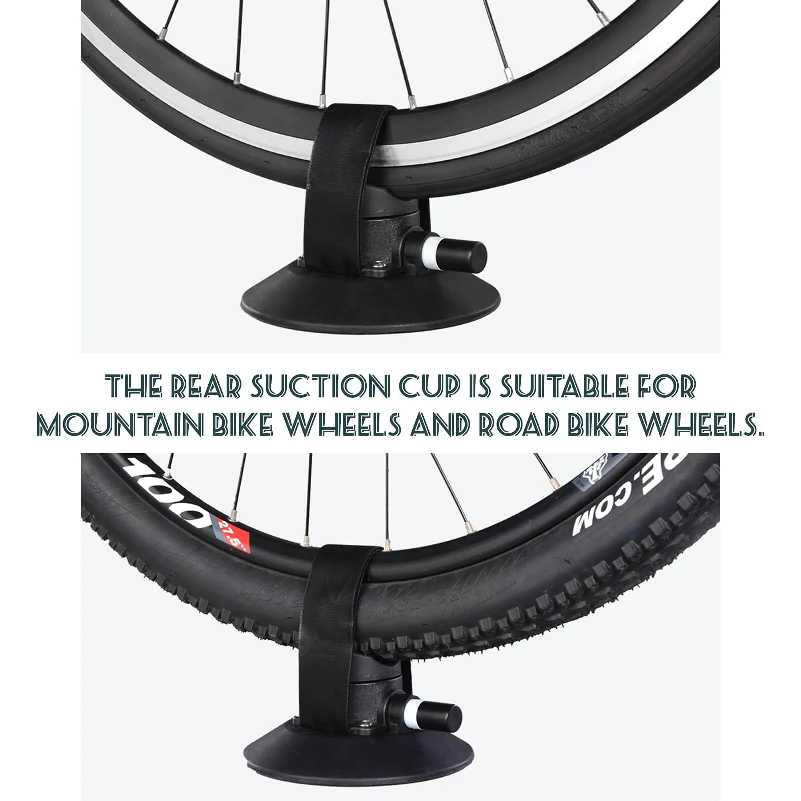 ROCKBROS suction cup bike rack mounted on car roof, quick-install heavy duty carrier for 1 to 3 bikes.
#color_red