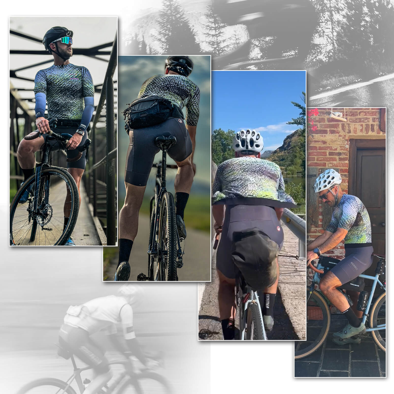 ROCKBROS Phantom Camouflage Reflective Cycling Jersey for Men Road Riding.