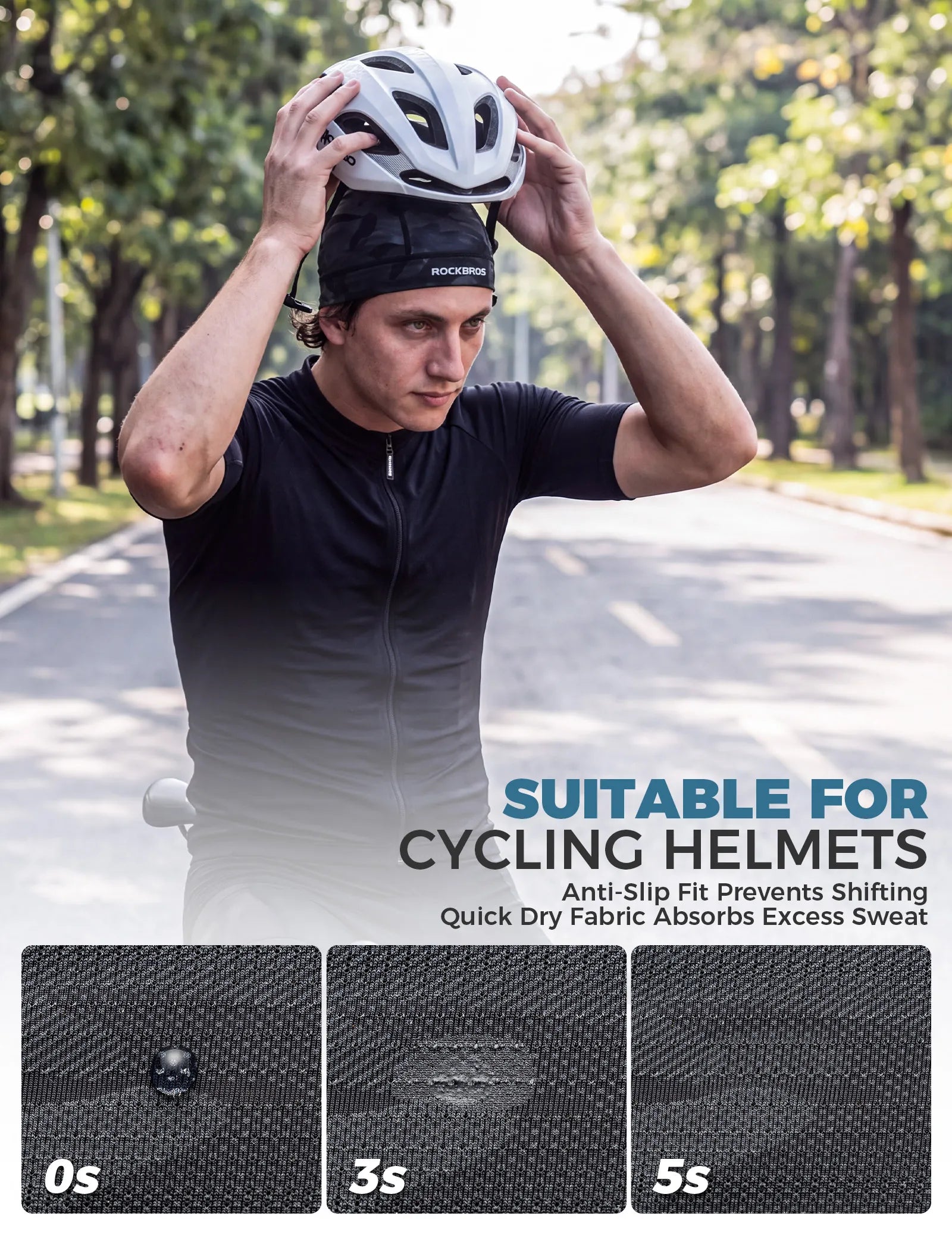 ROCKBROS summer cycling balaclava in speckled pattern with breathable mouth mesh.
#options_Blue