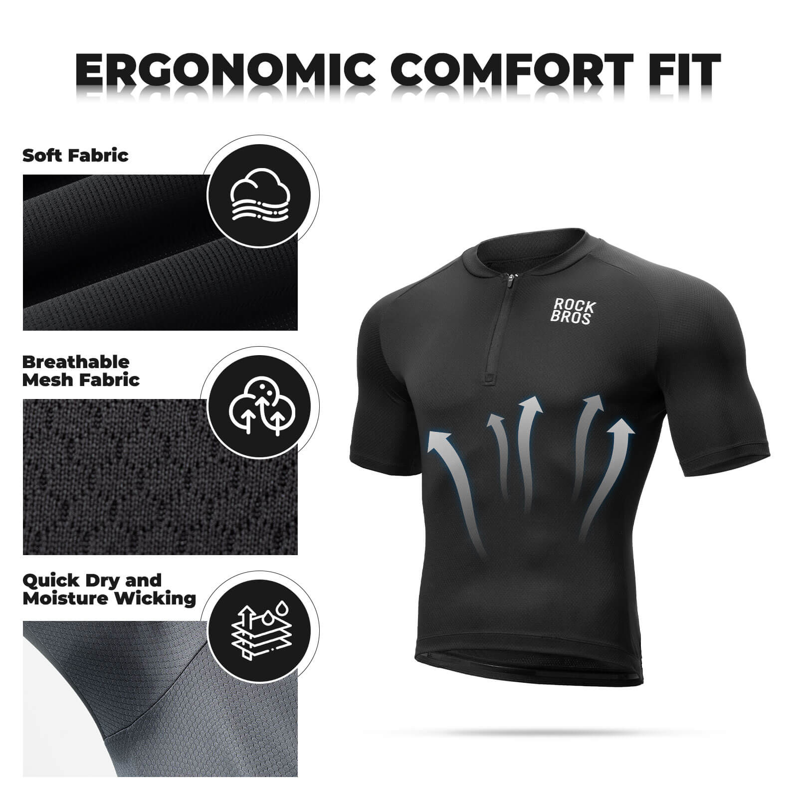 ROCKBROS Summit breathable men's cycling jersey for summer road biking.