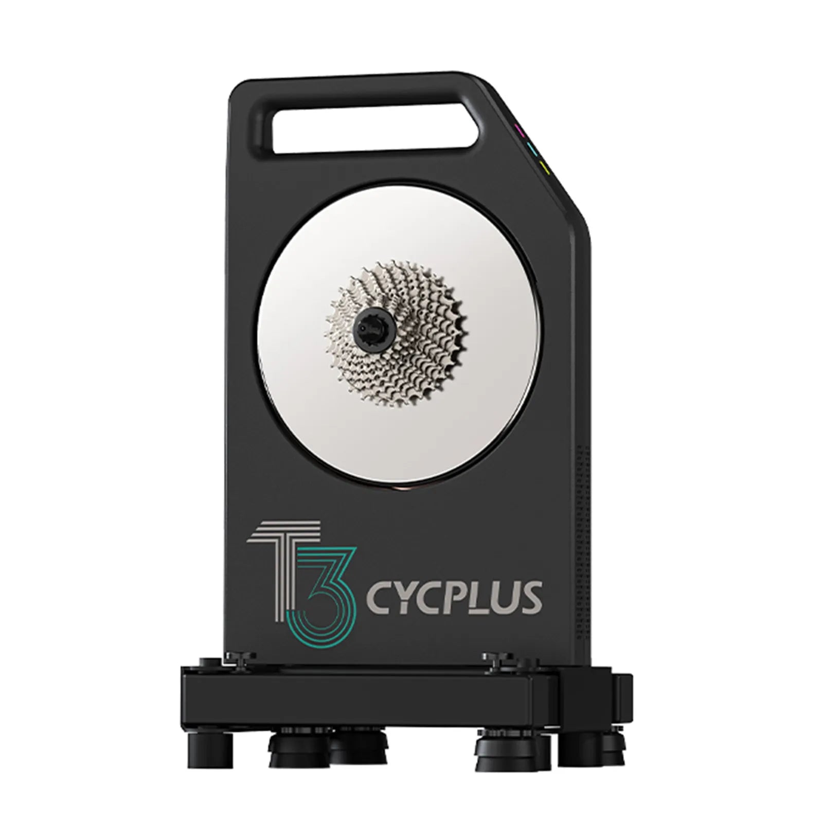 CYCPLUS T3 Smart Direct Drive Bike Trainer with pre-installed cassette, front view on a white background.