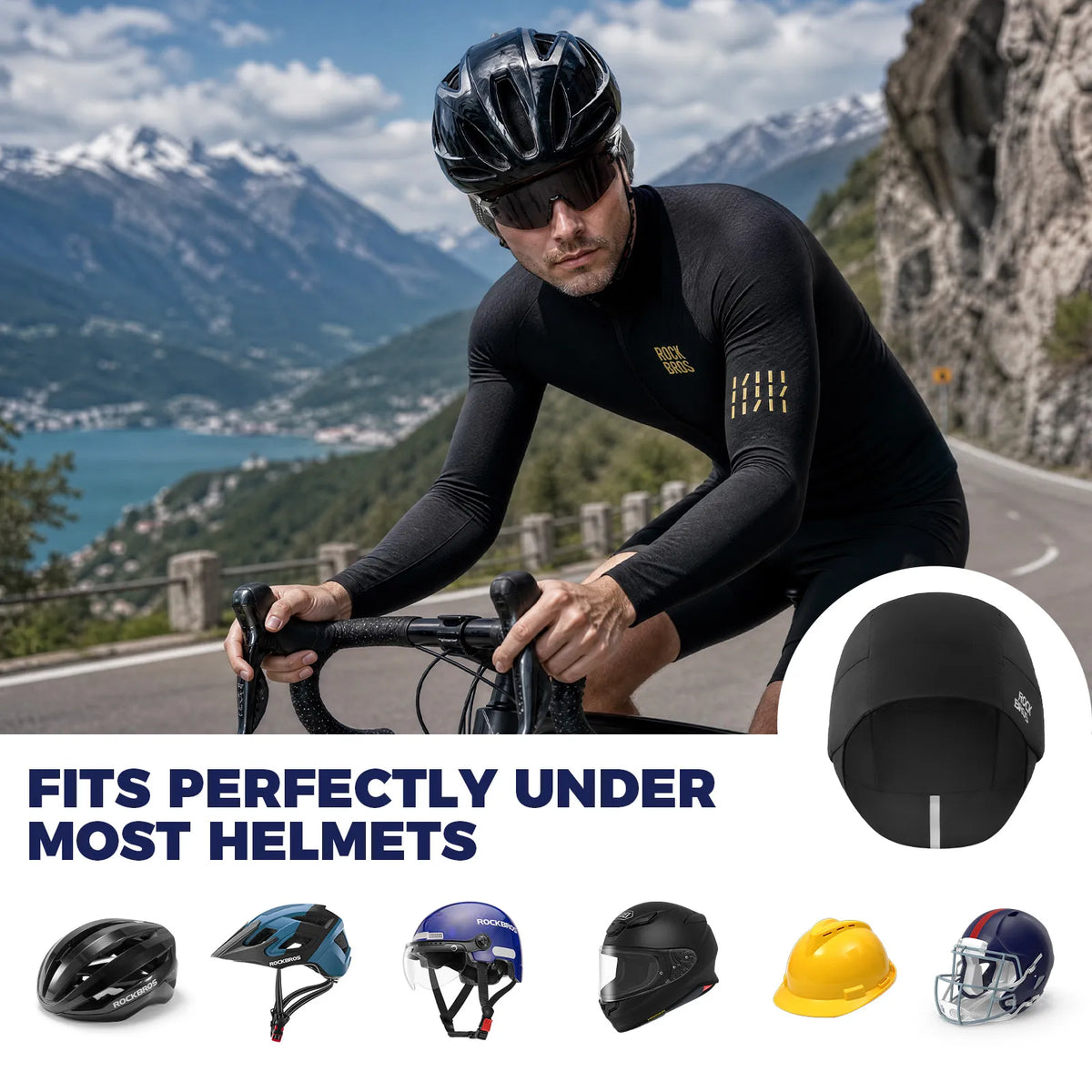 Rockbros thermal ear flap cycling skull cap for winter riding