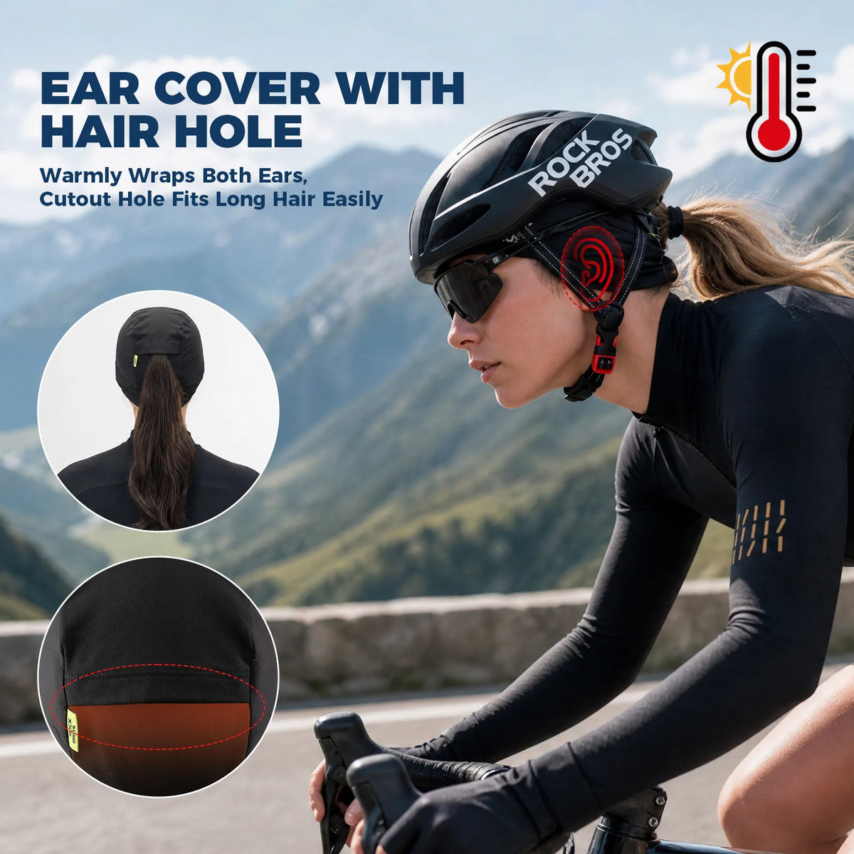Rockbros thermal ear flap cycling skull cap for winter riding
