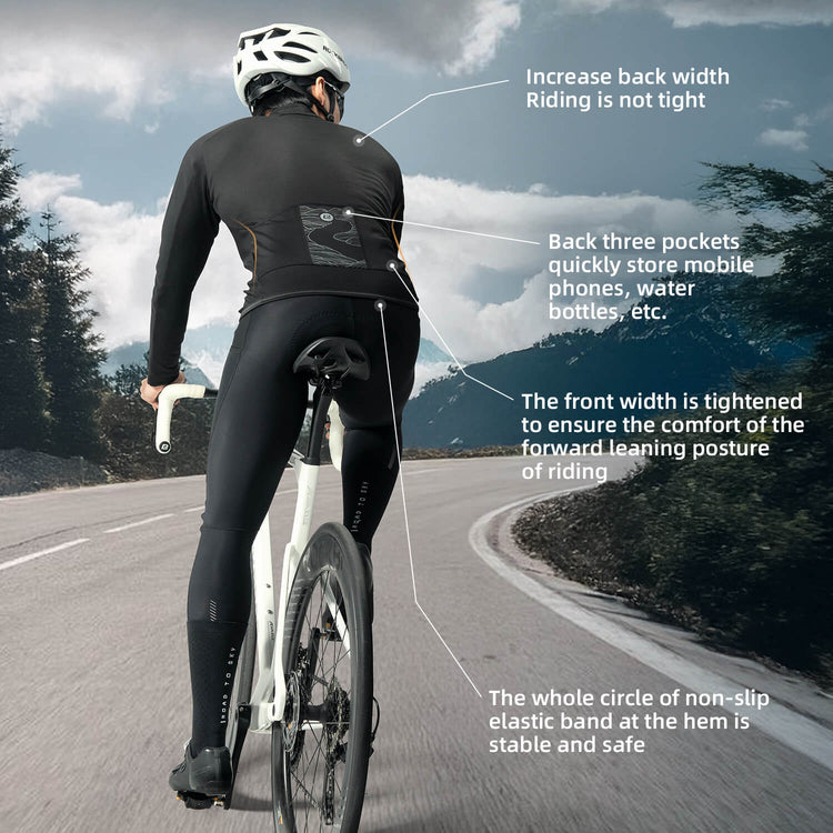 ROCKBROS thermal windproof cycling jersey for cold weather rides