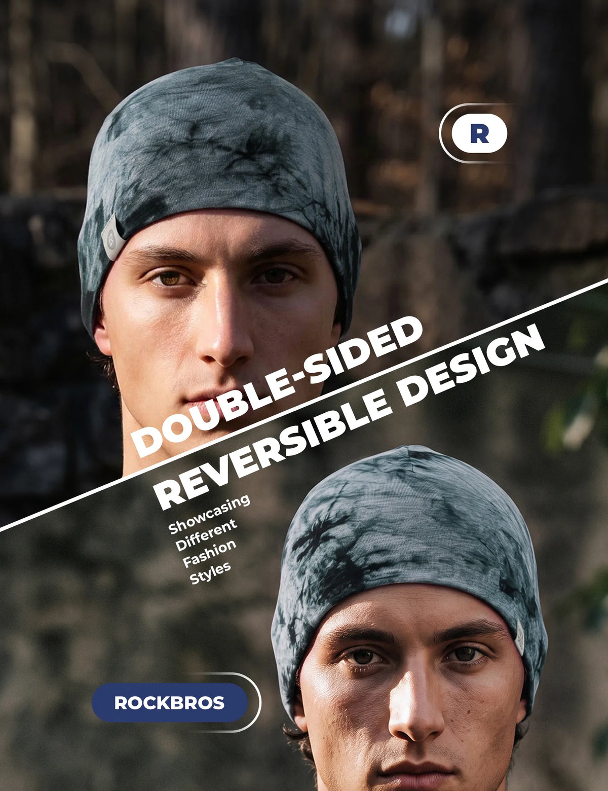 ROCKBROS Reversible Thermal Cycling Cap with Tencel-Wool Blend, Helmet Liner.
#colour_black
