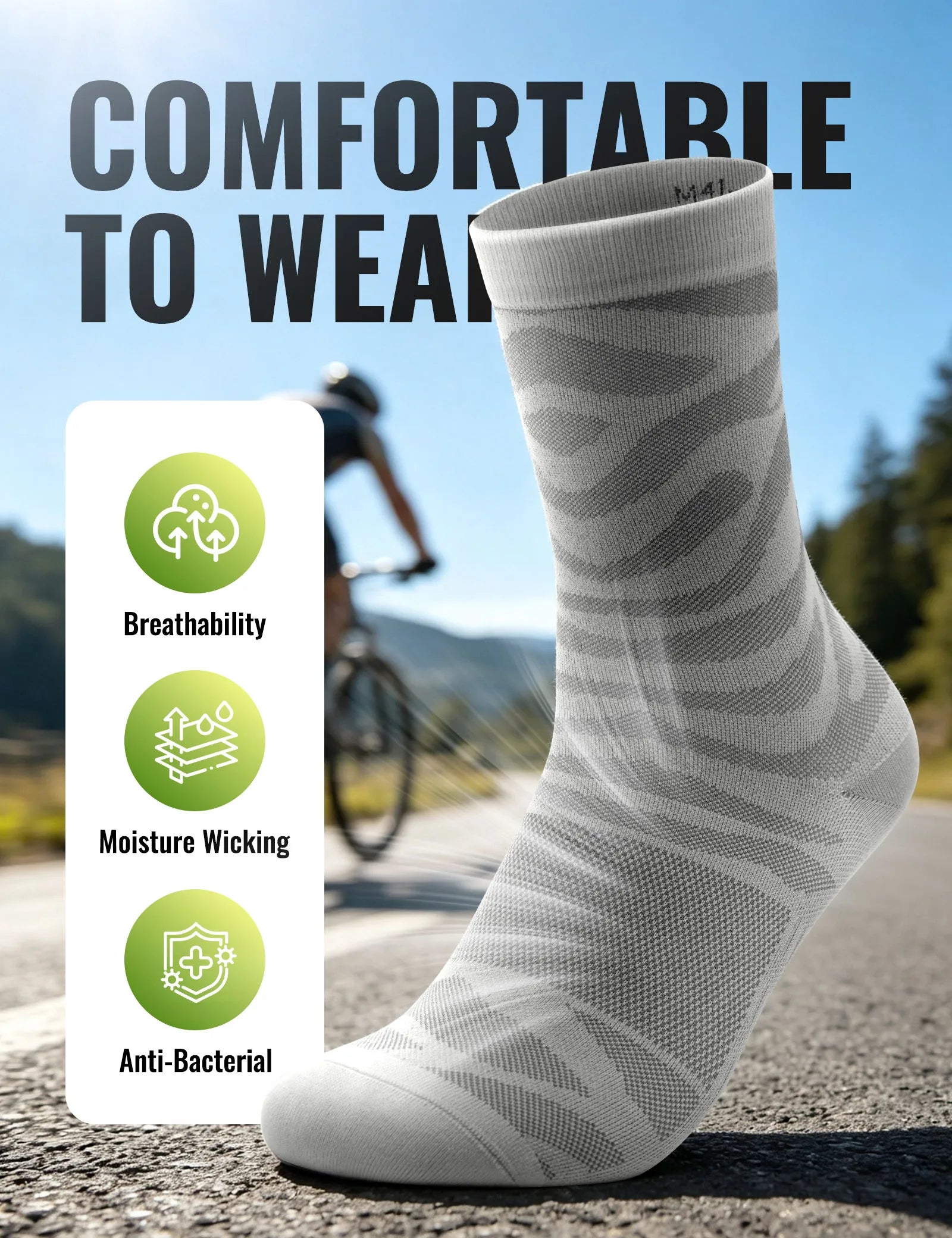 rockbros tiger stripe performance socks for active wear.
#color_grey