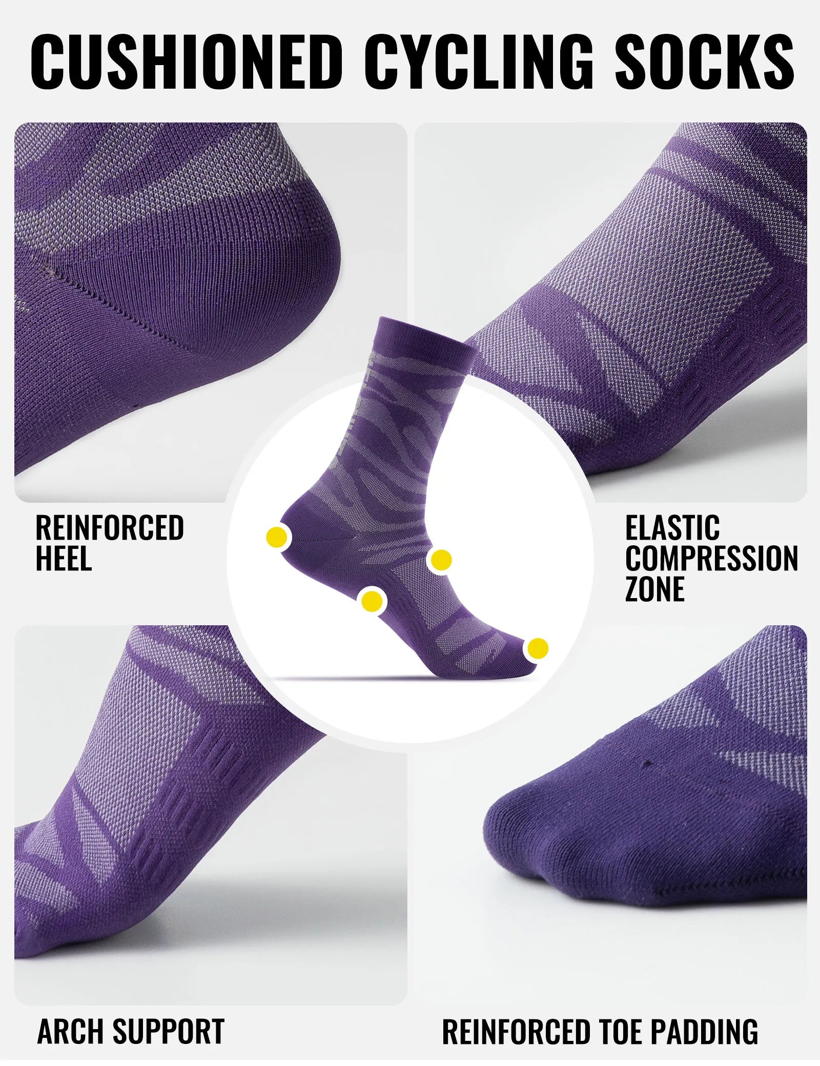 rockbros tiger stripe performance socks for active wear.
#color_purple